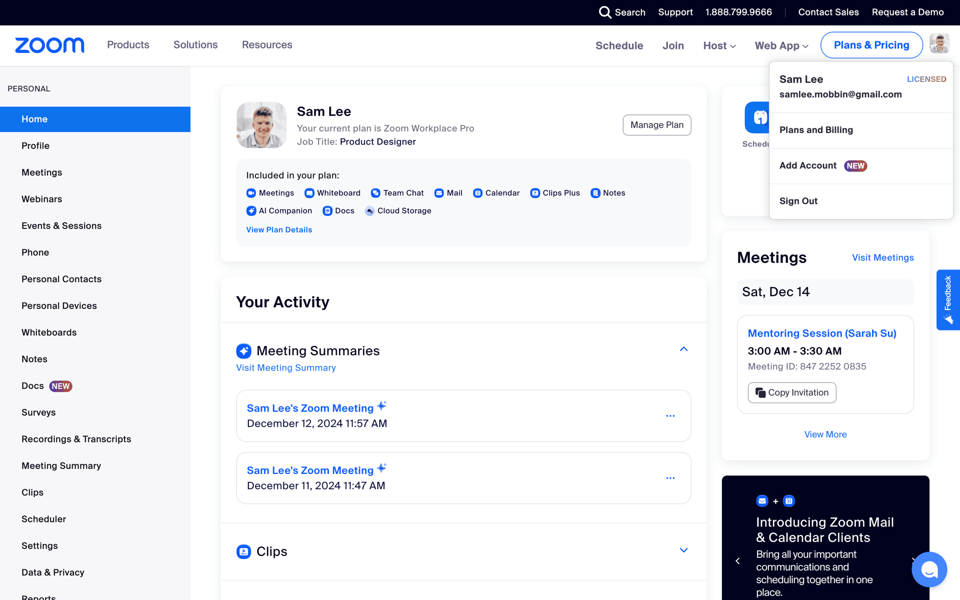 Zoom Web Business interface screenshot 16