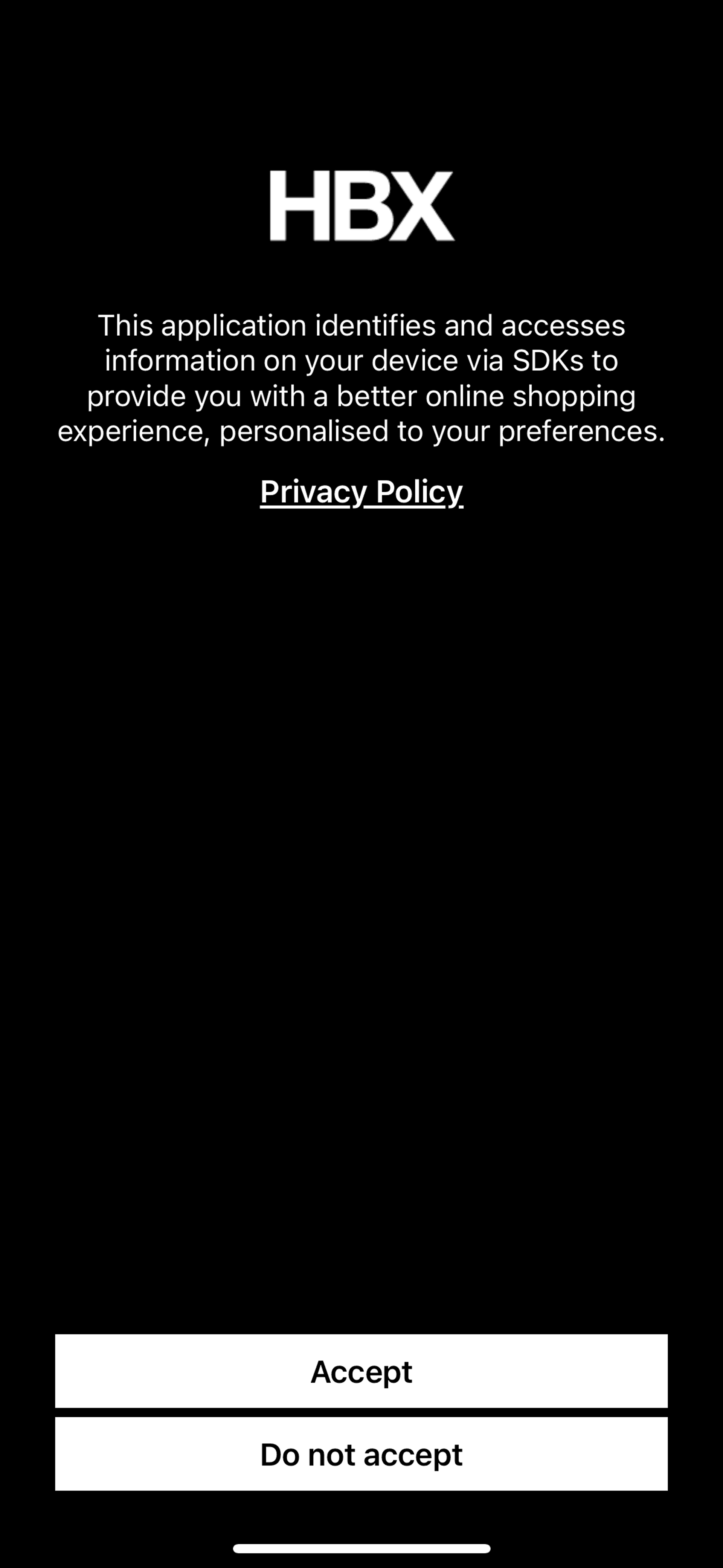 HBX iOS Shopping interface screenshot 2