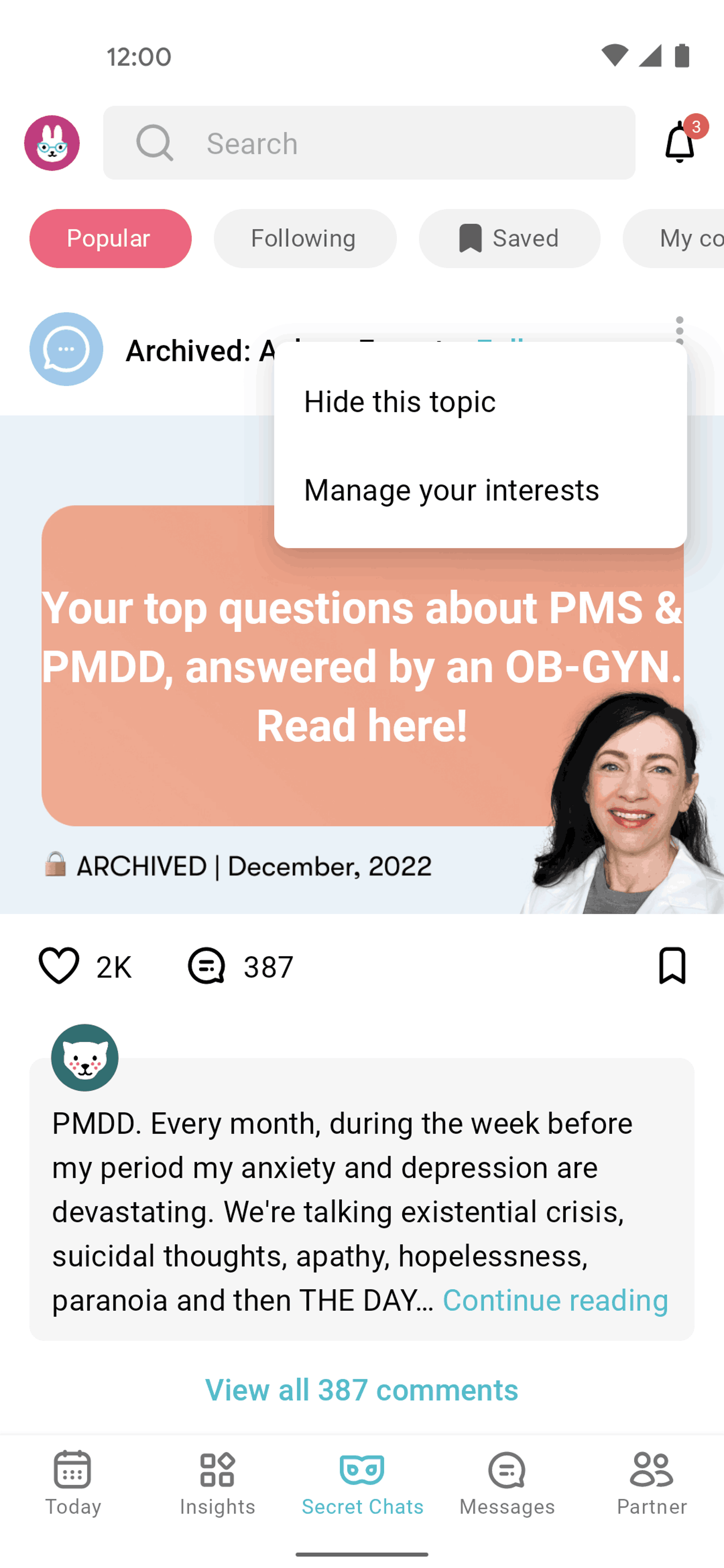 Flo Android Health & Fitness interface screenshot 21