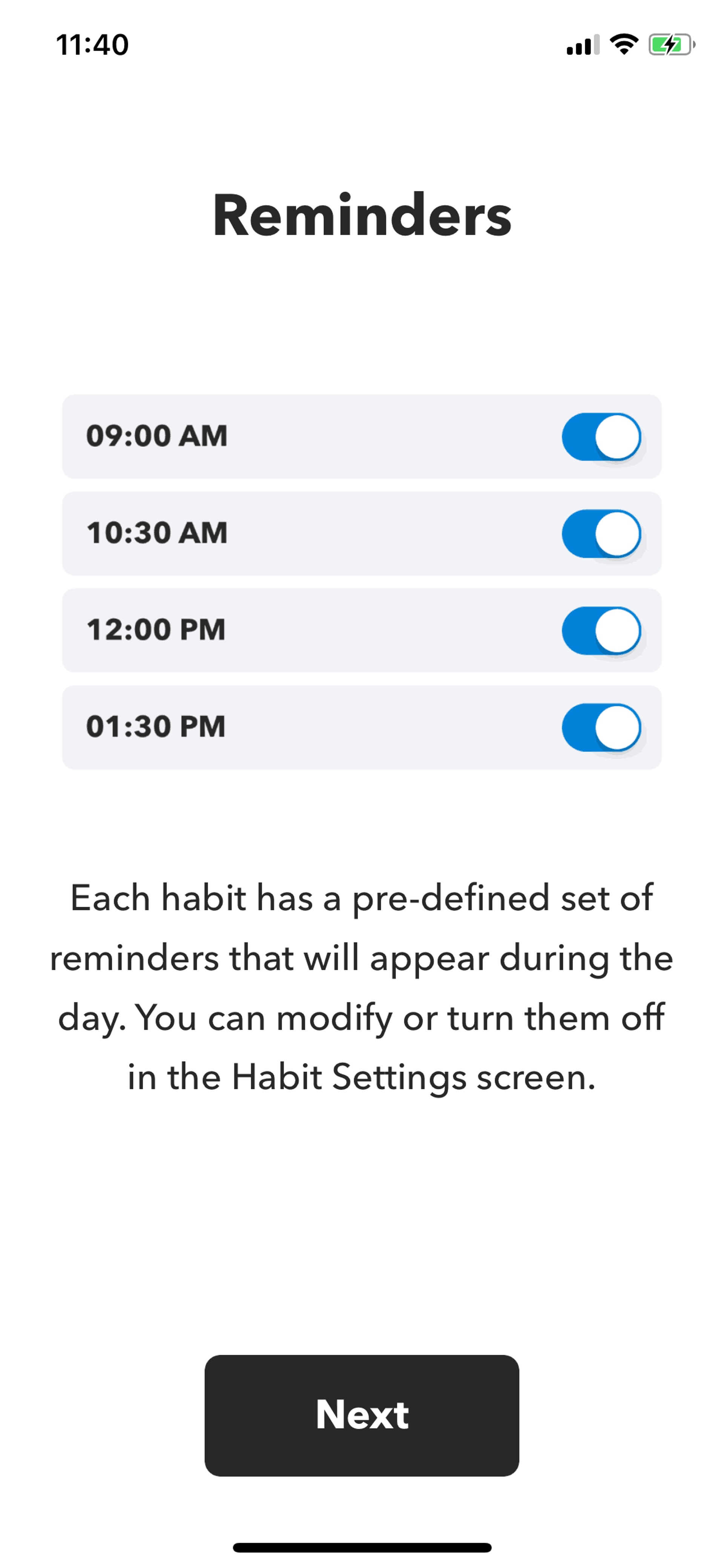 HabitMinder iOS Health & Fitness interface screenshot 5