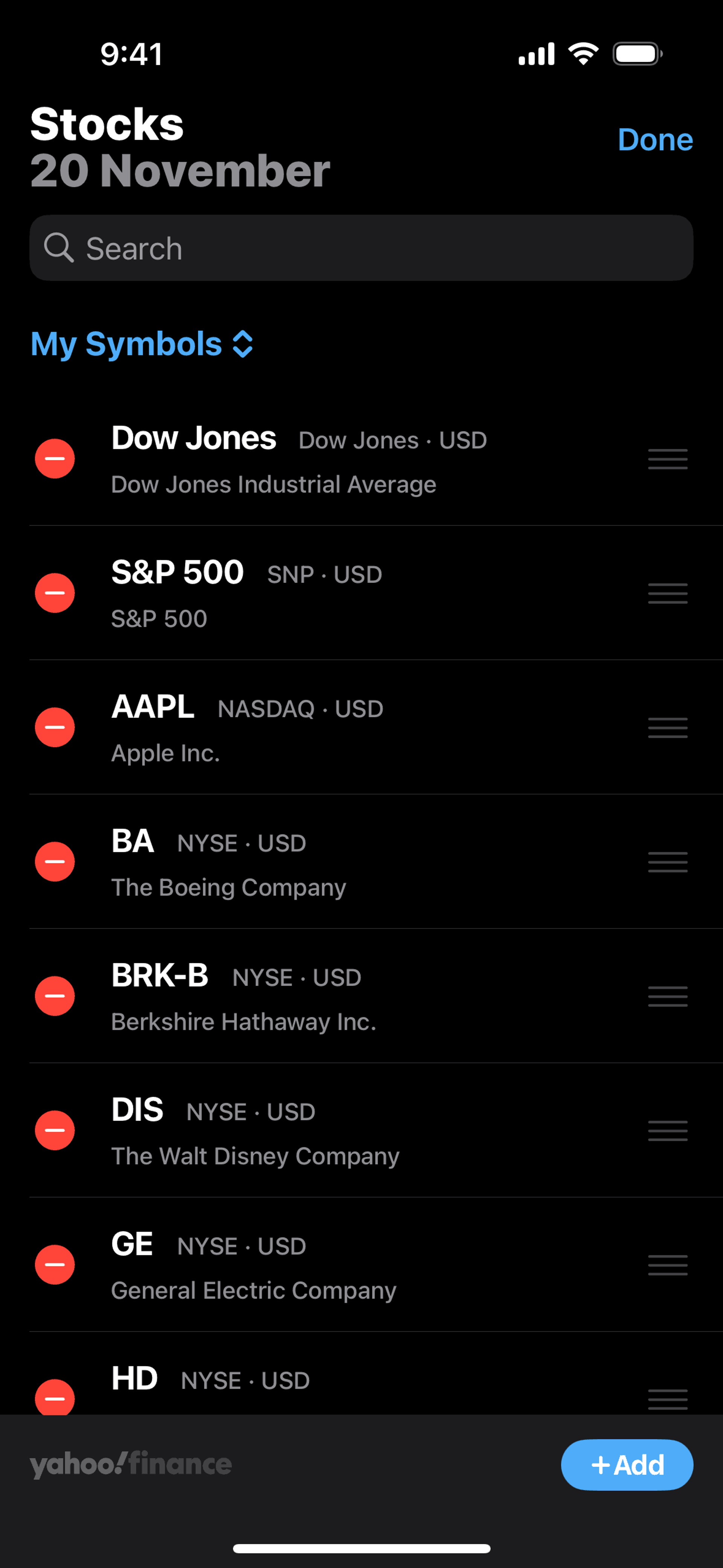 Stocks iOS Finance interface screenshot 7