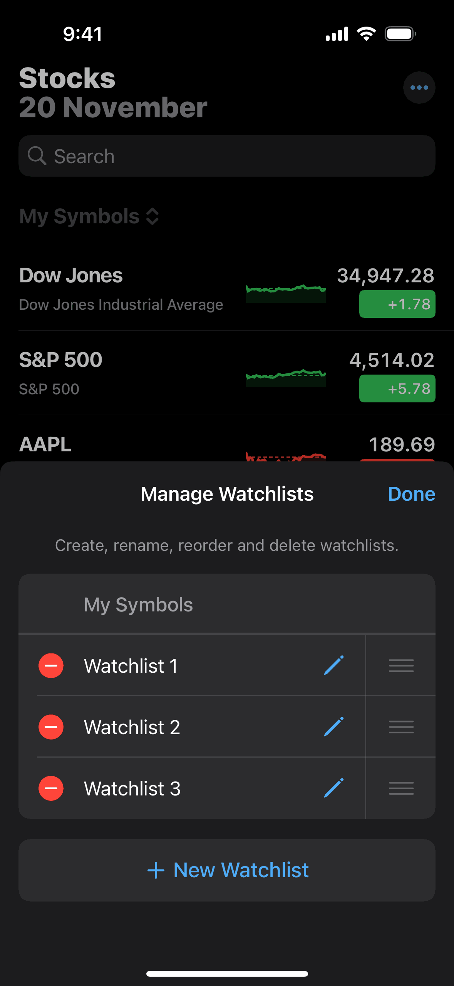 Stocks iOS Finance interface screenshot 4