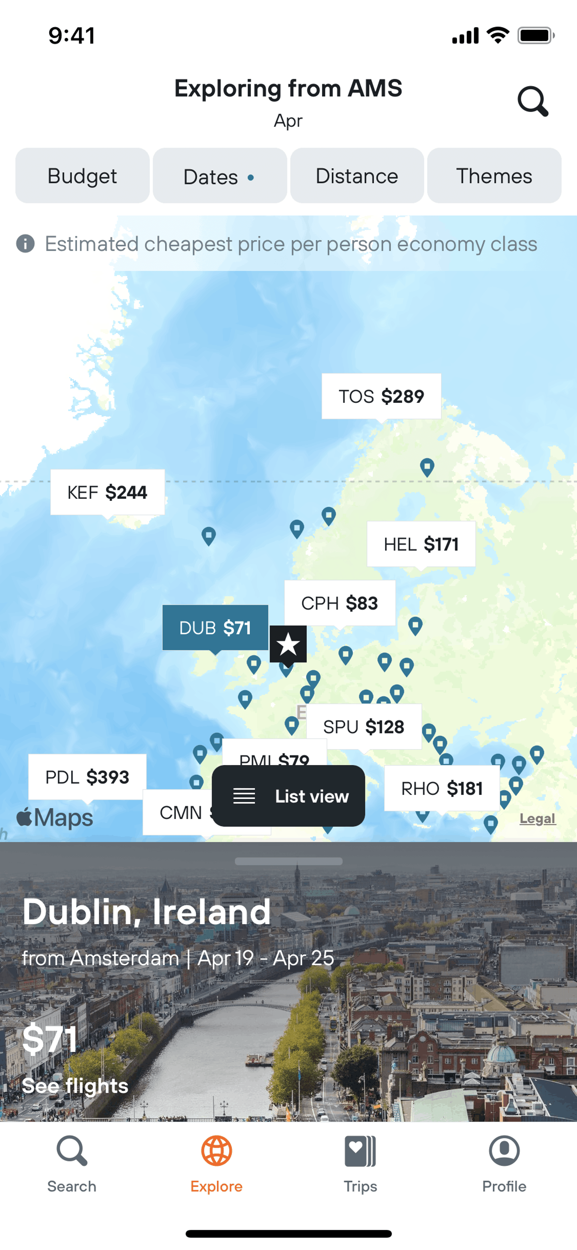KAYAK iOS Travel & Transportation interface screenshot 2