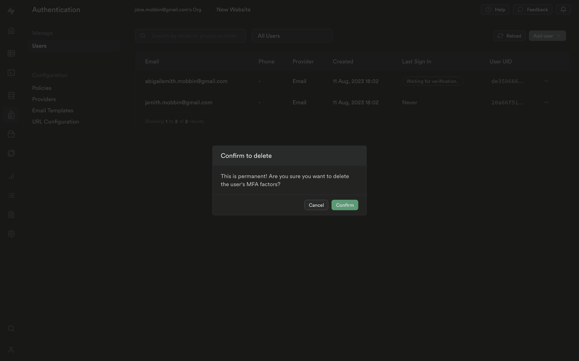 Supabase Web Developer Tools interface screenshot 24