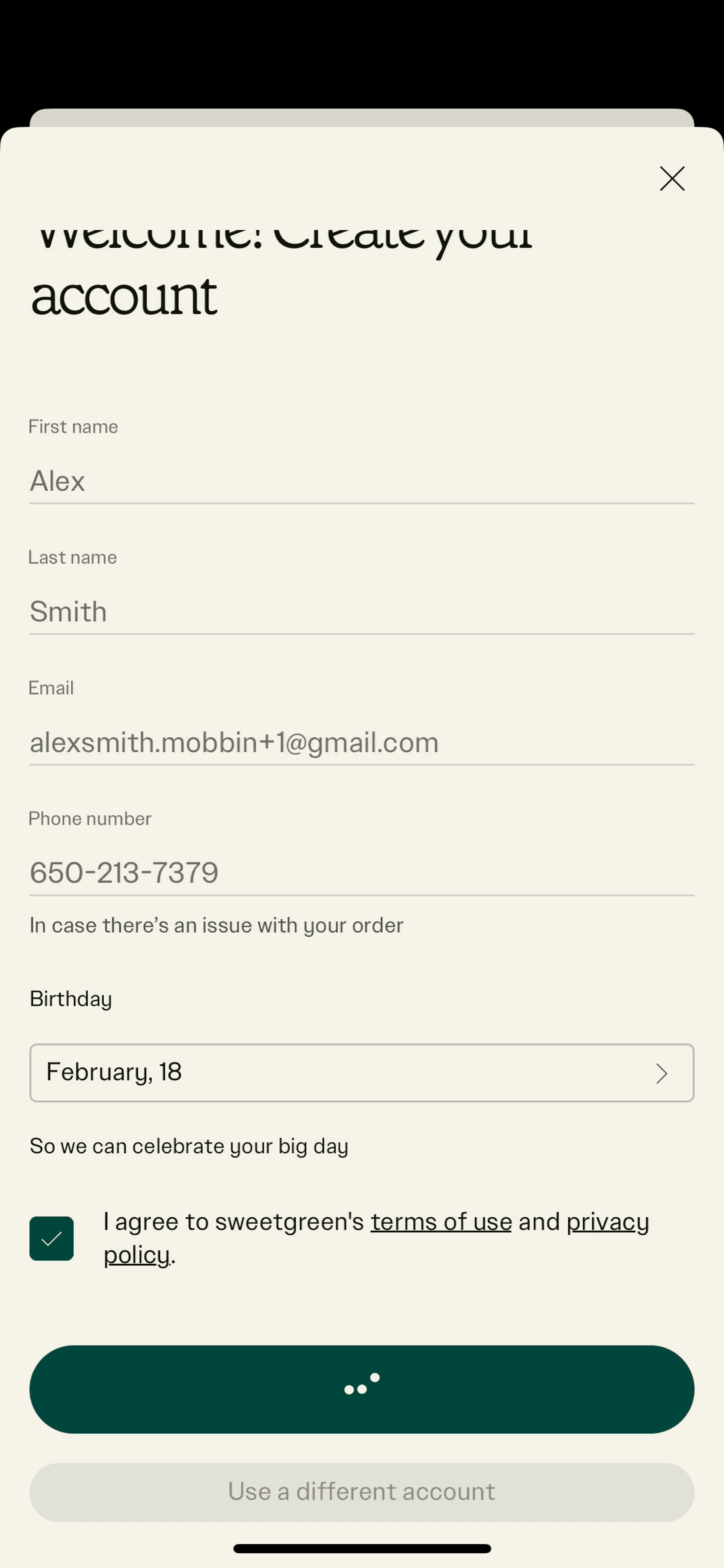 sweetgreen iOS Food & Drink interface screenshot 18