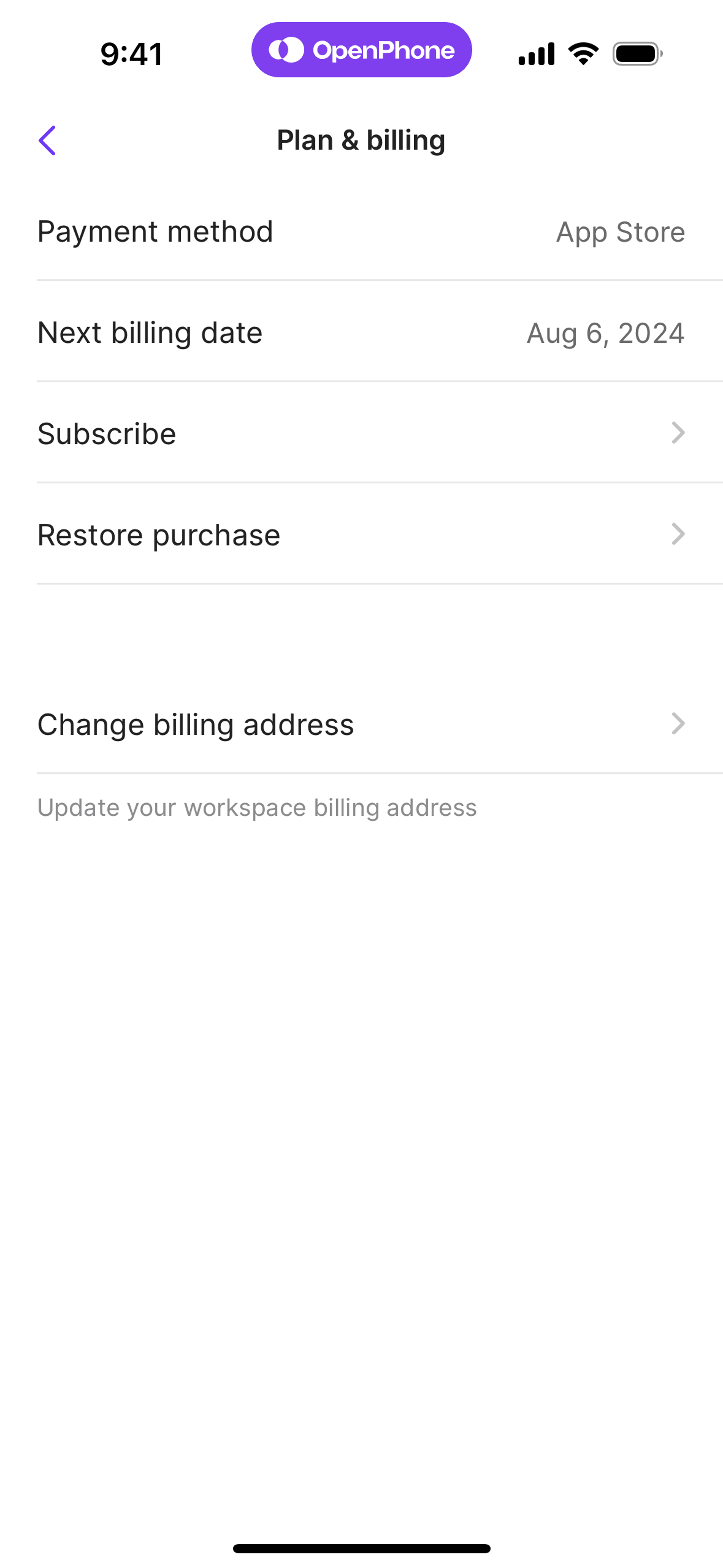 OpenPhone iOS Business interface screenshot 19