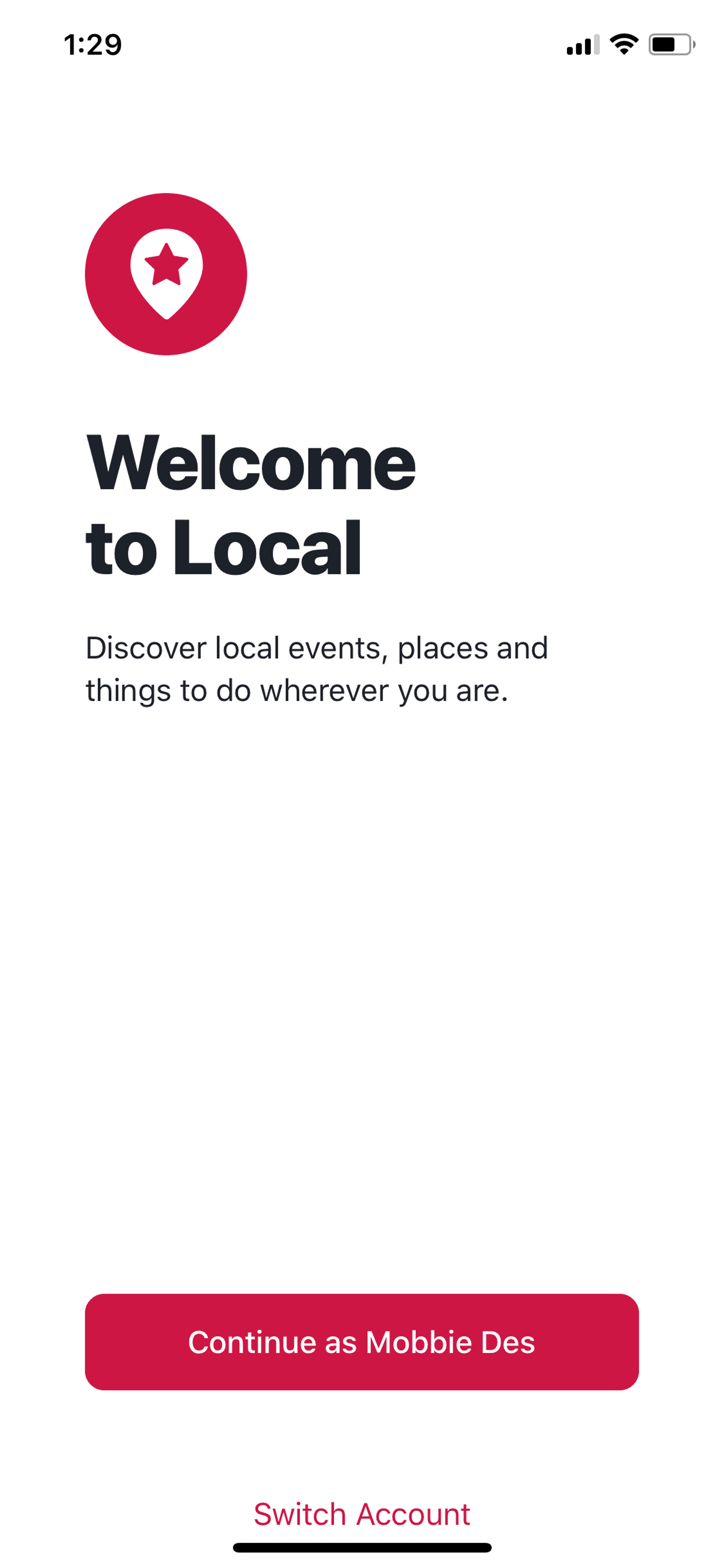 Facebook Local iOS Social Networking interface screenshot 1