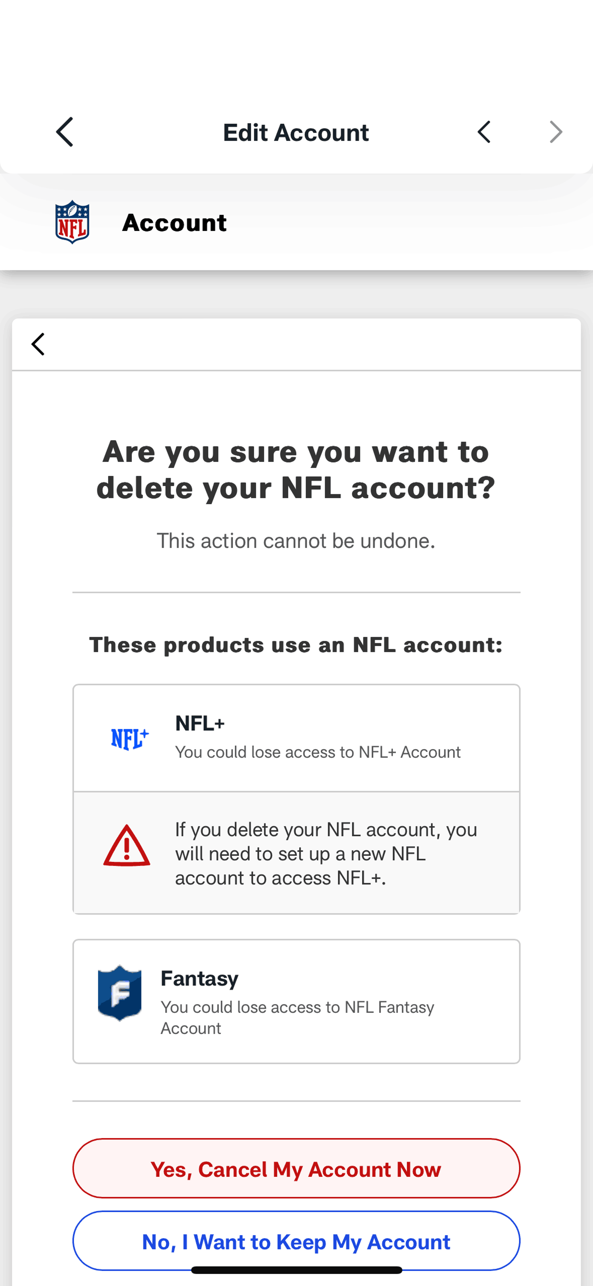 NFL iOS Sports interface screenshot 6