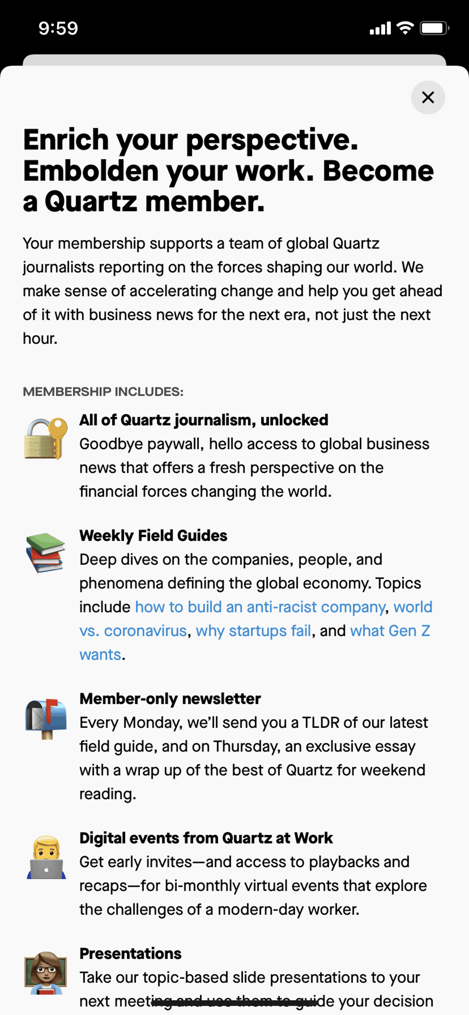 Quartz iOS News interface screenshot 4