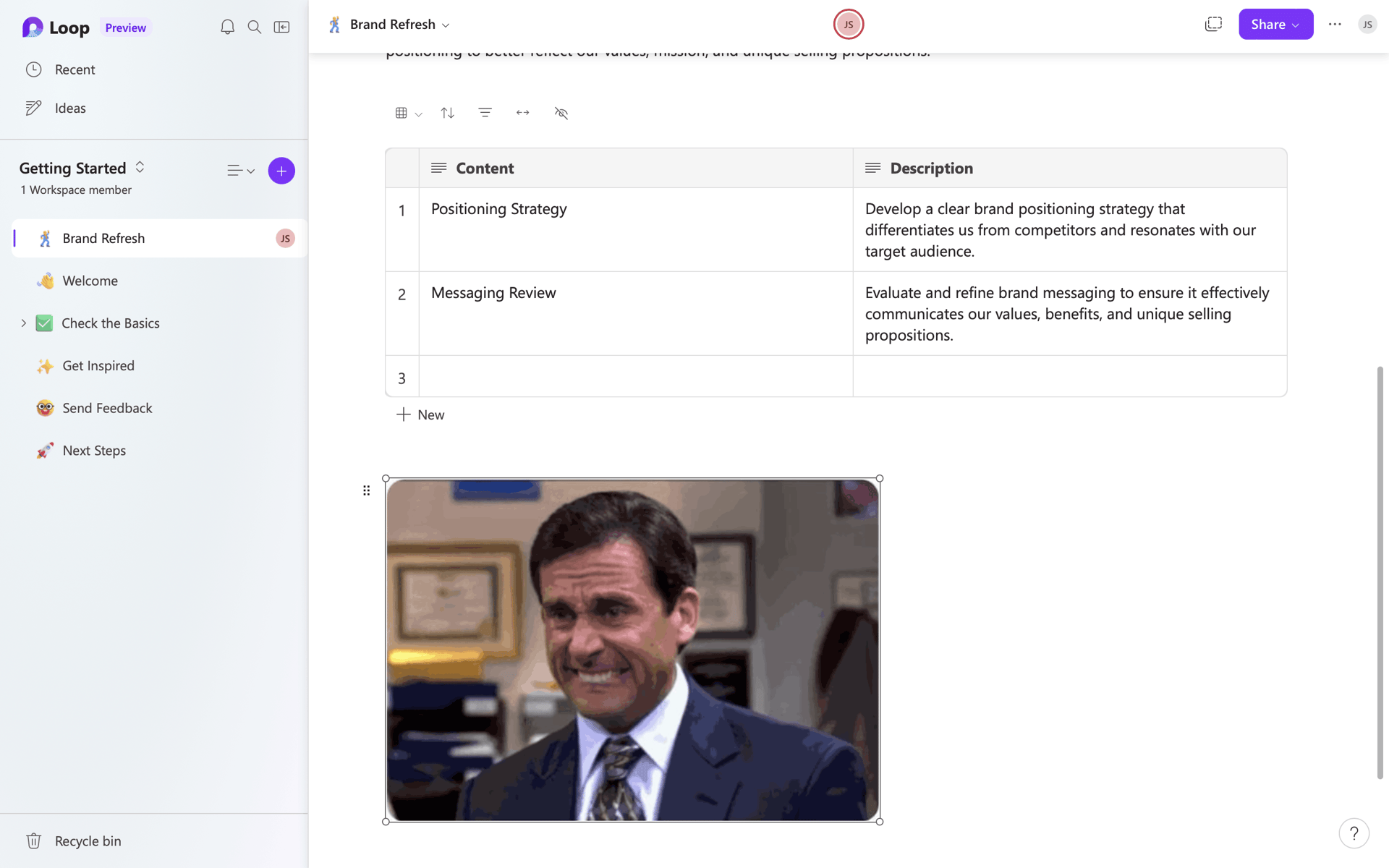 Microsoft Loop Web Collaboration interface screenshot 23