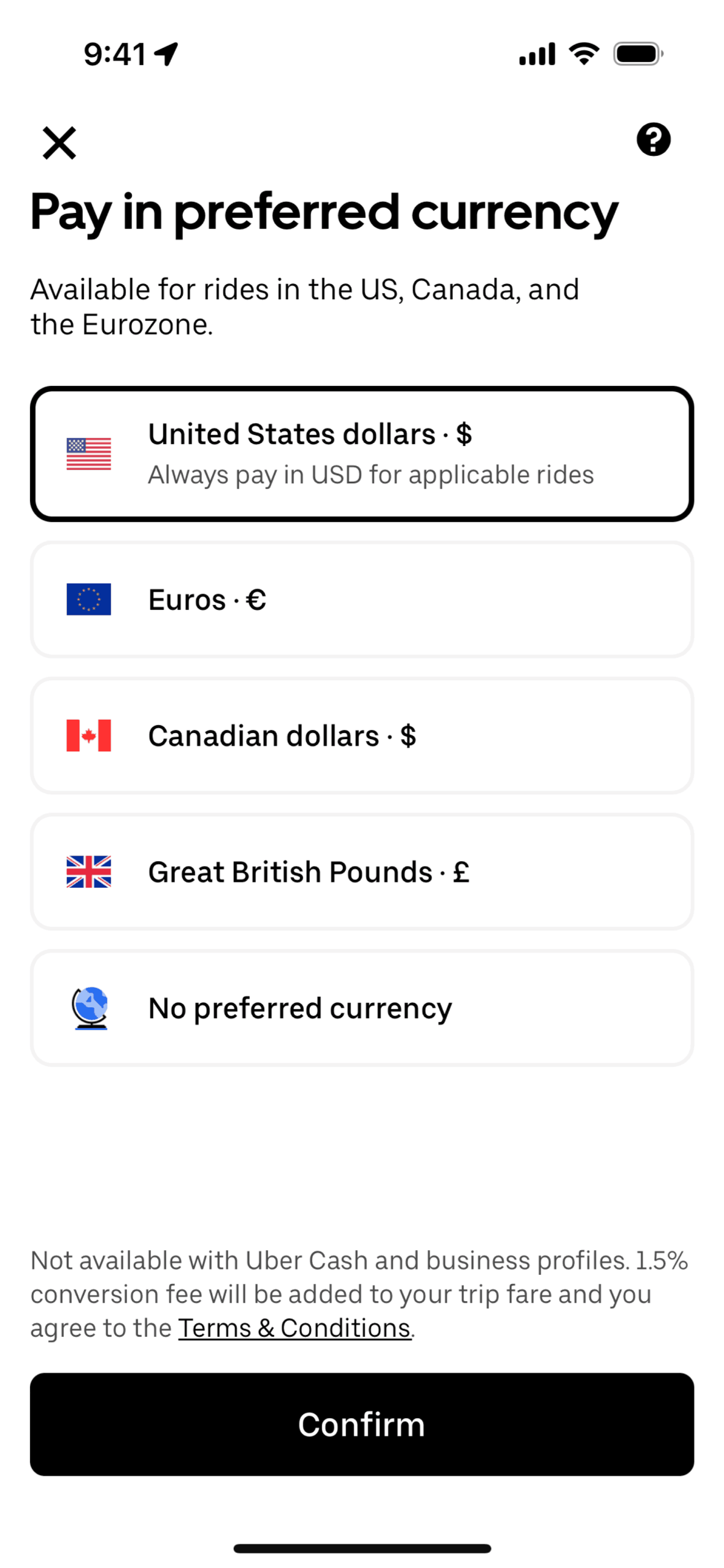 Uber iOS Travel & Transportation interface screenshot 15