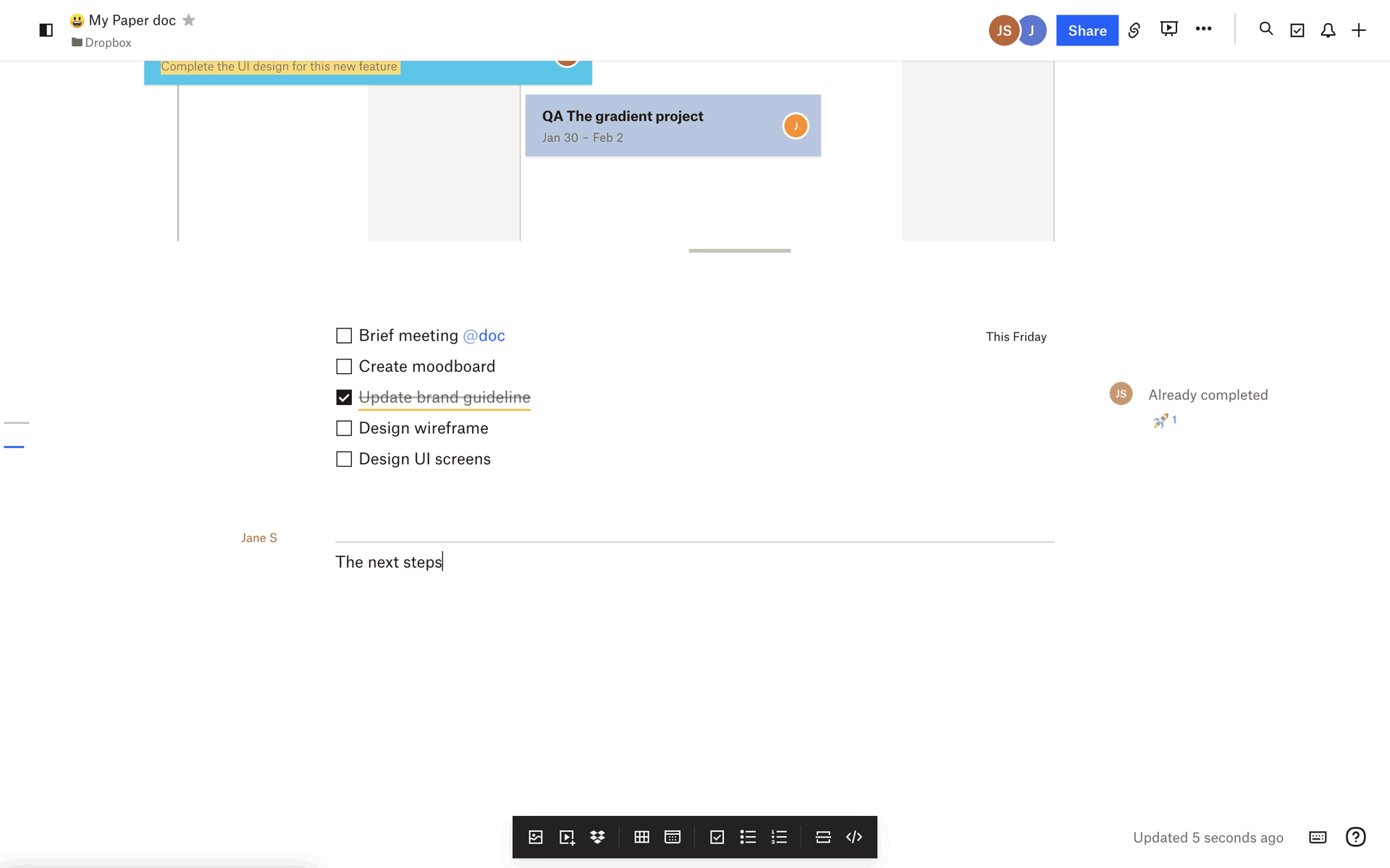 Dropbox Paper Web Productivity interface screenshot 16