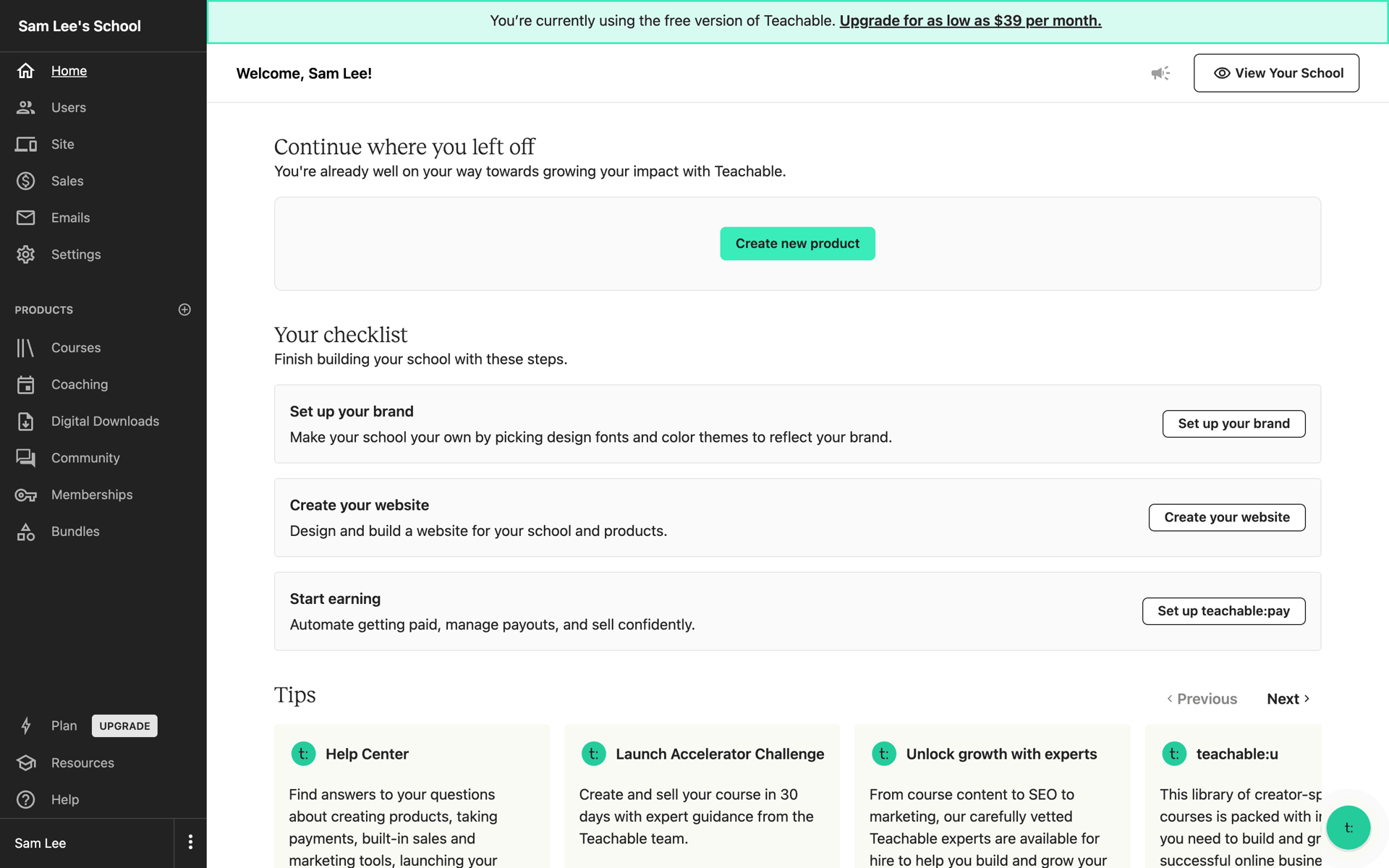 Teachable Web Business interface screenshot 15