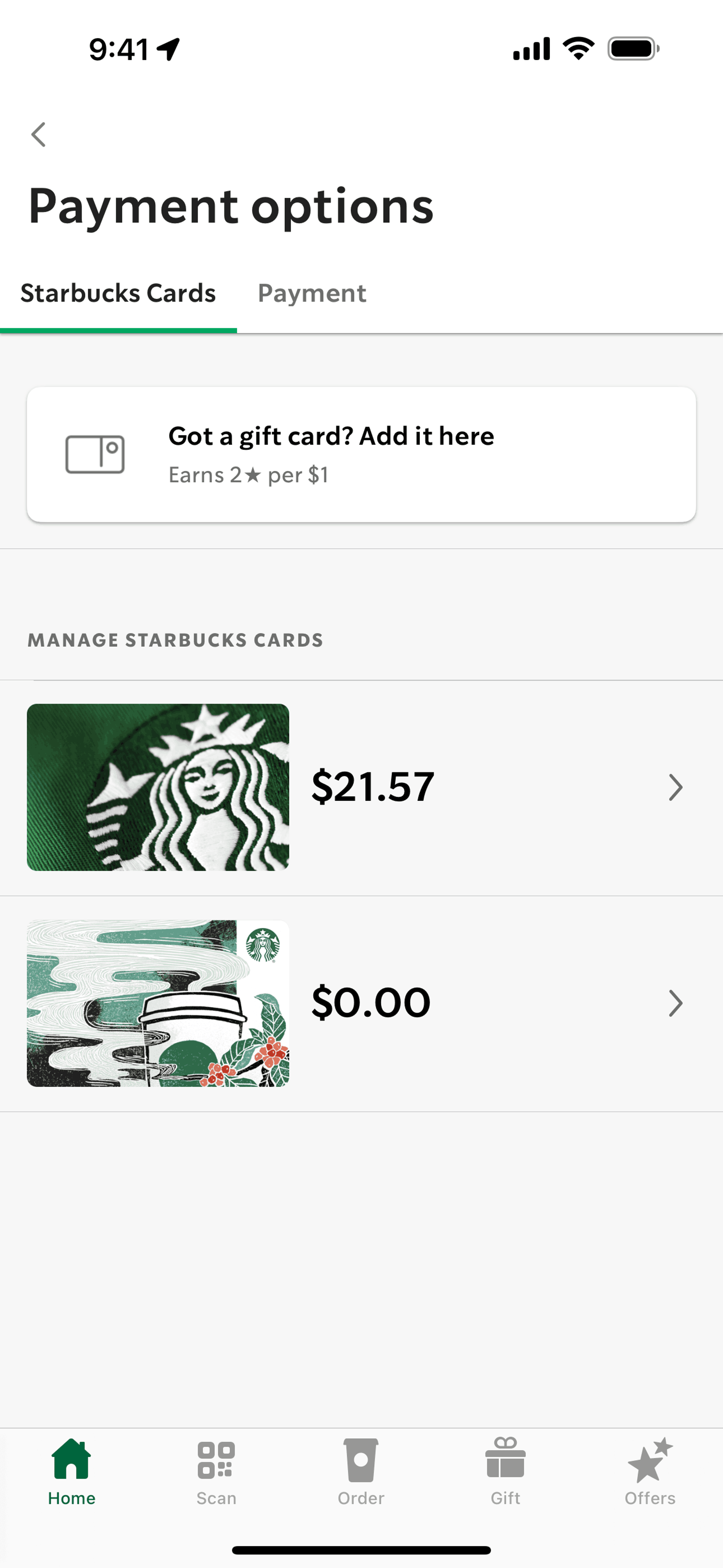 Starbucks iOS Food & Drink interface screenshot 9