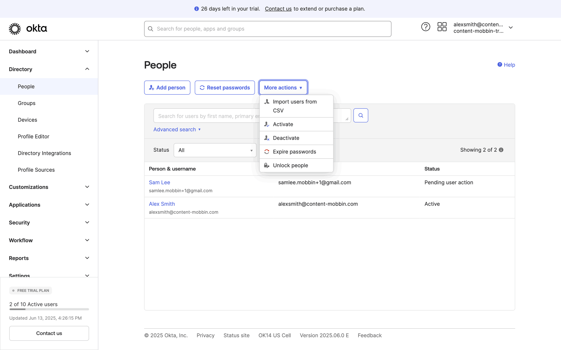 Okta Web Developer Tools interface screenshot 14