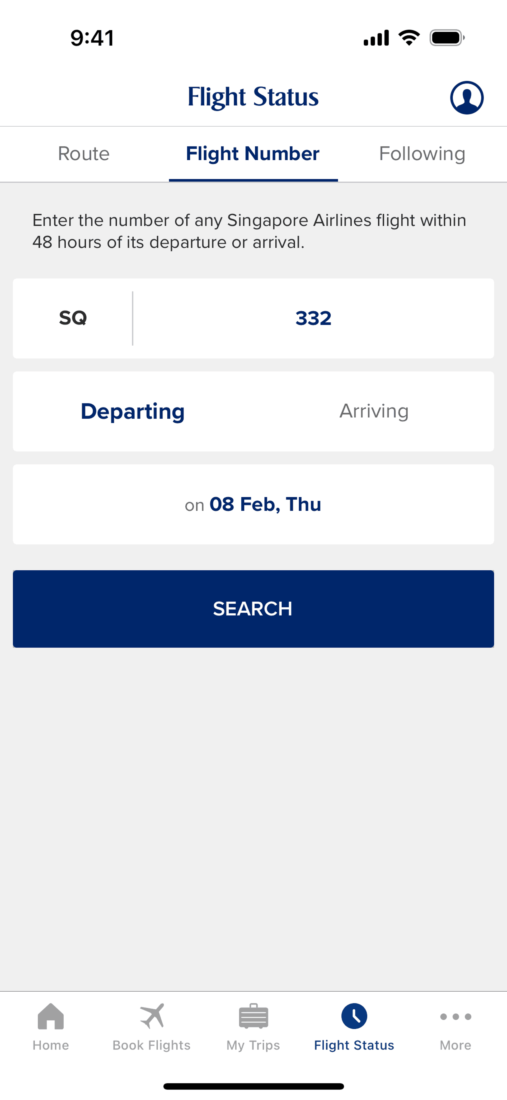 Singapore Airlines iOS Travel & Transportation interface screenshot 10
