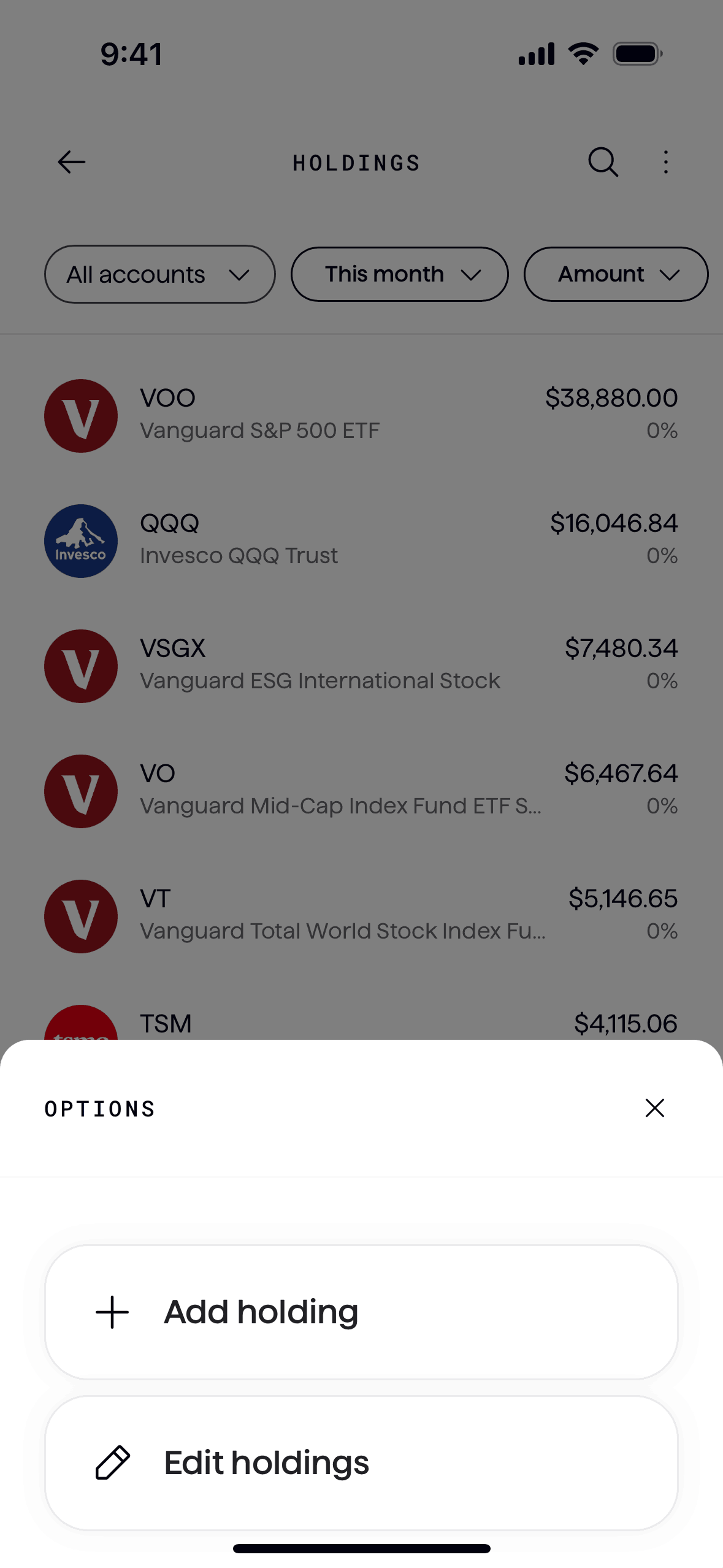 Origin iOS Finance interface screenshot 8