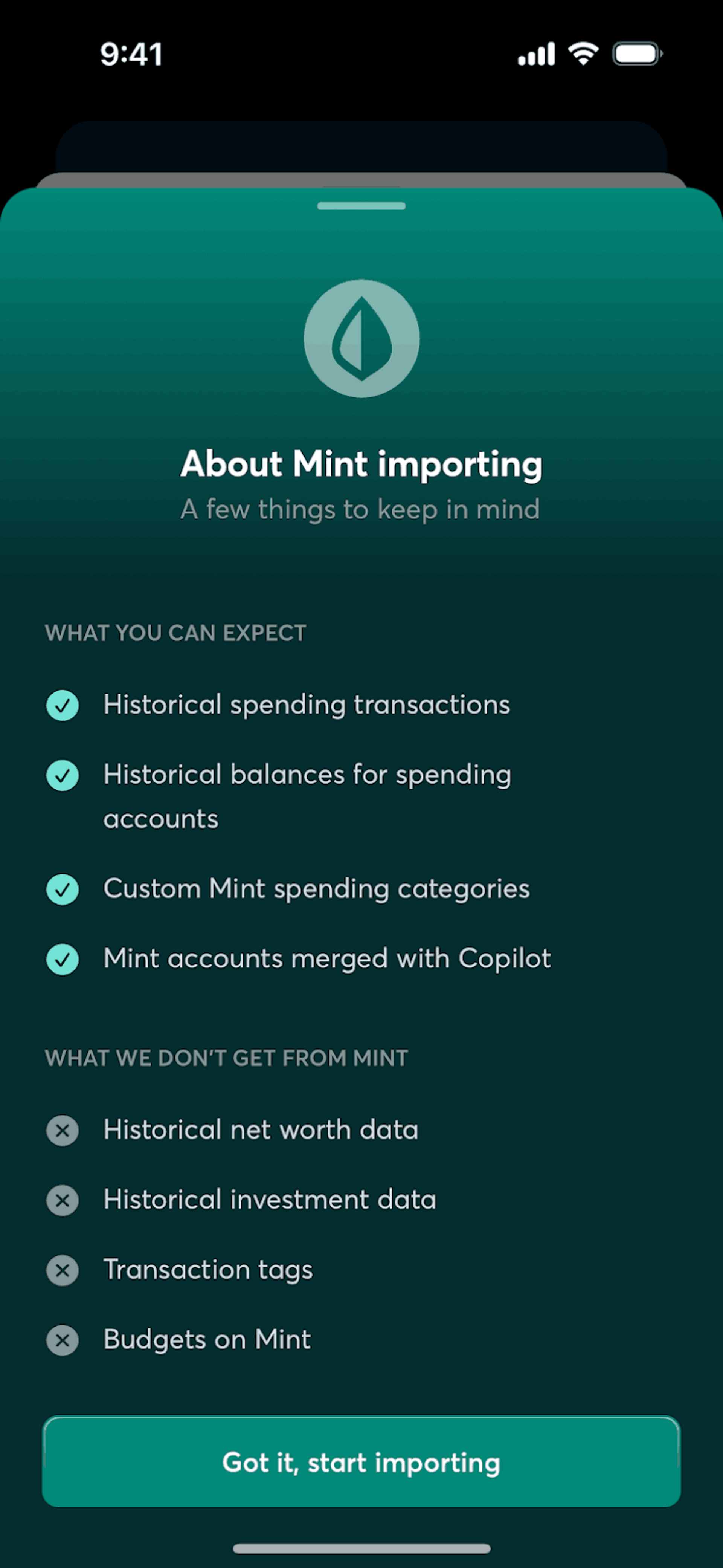Copilot iOS Finance interface screenshot 11
