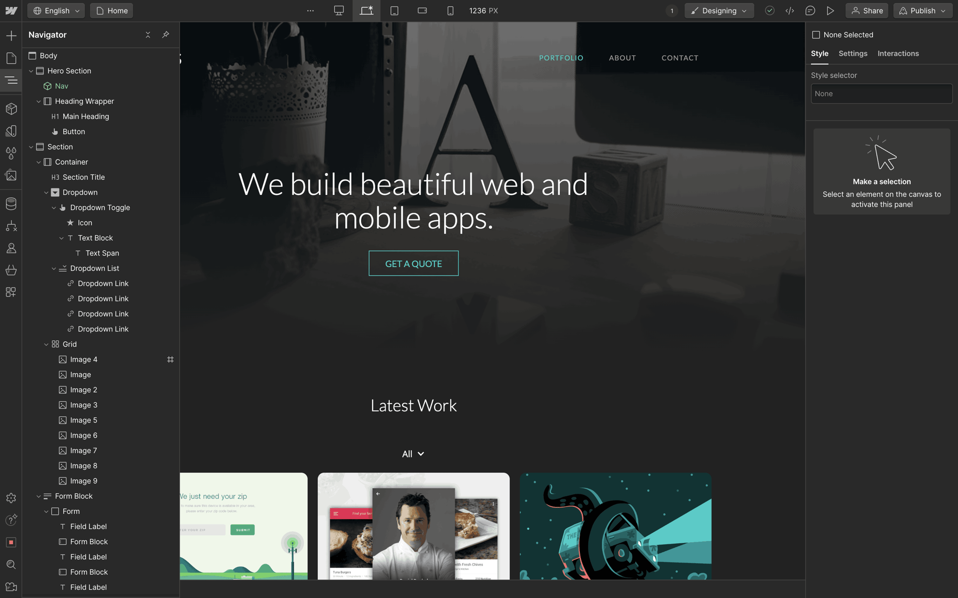 Webflow Web Productivity interface screenshot 8