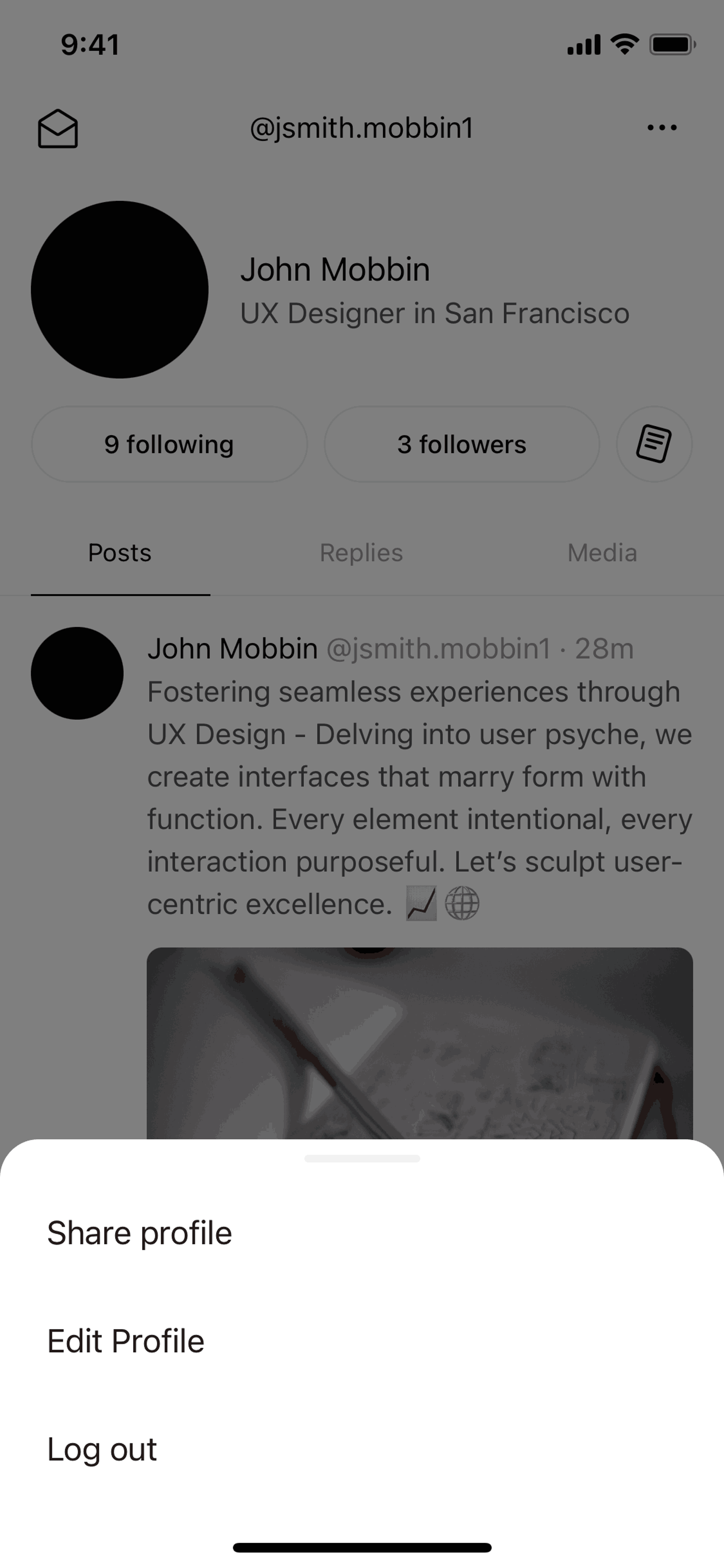Posts iOS Social Networking interface screenshot 18
