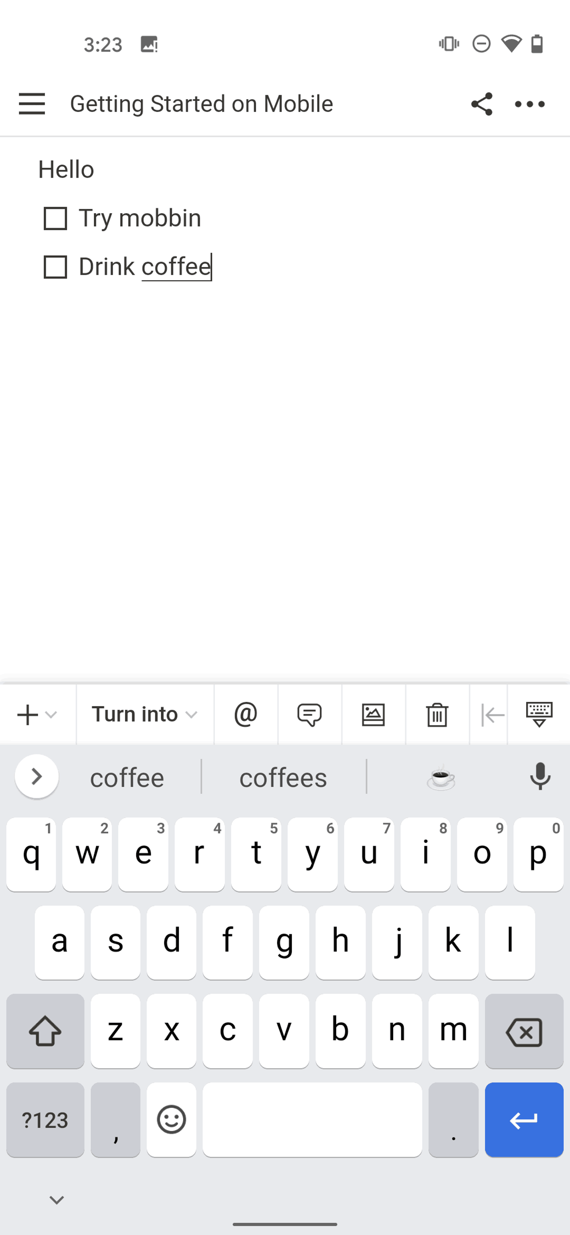 Notion Android Collaboration interface screenshot 20