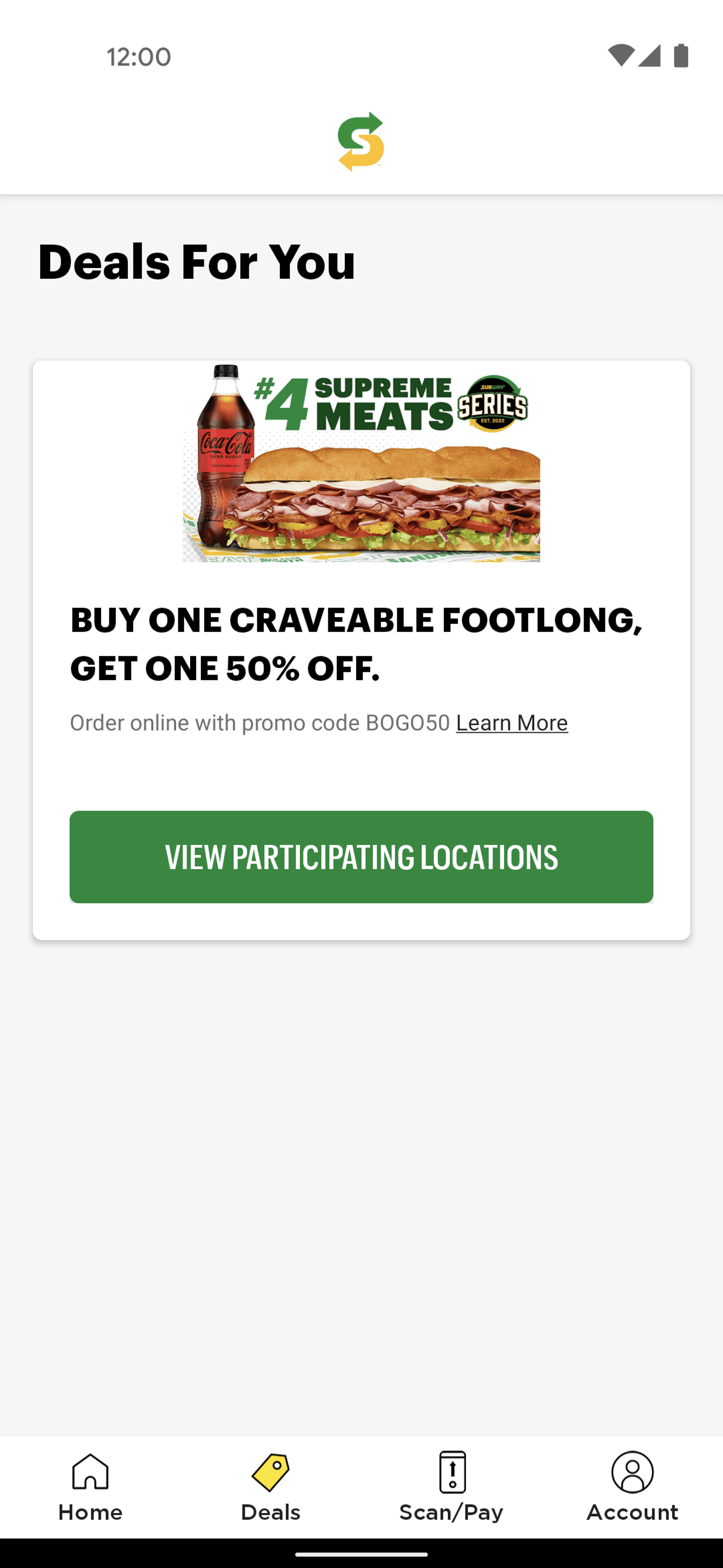Subway Android Food & Drink interface screenshot 2