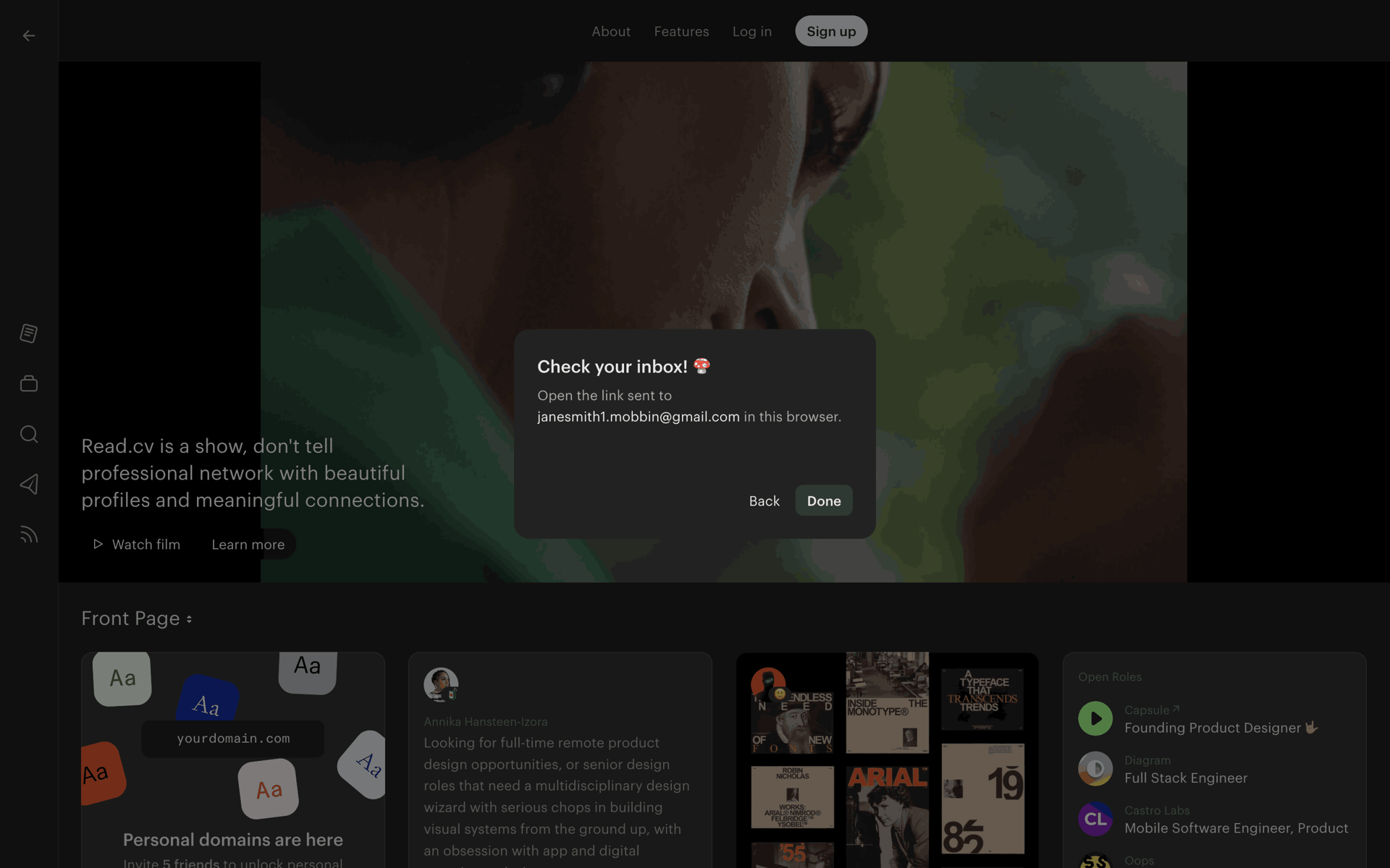 Read.cv Web Social Networking interface screenshot 7