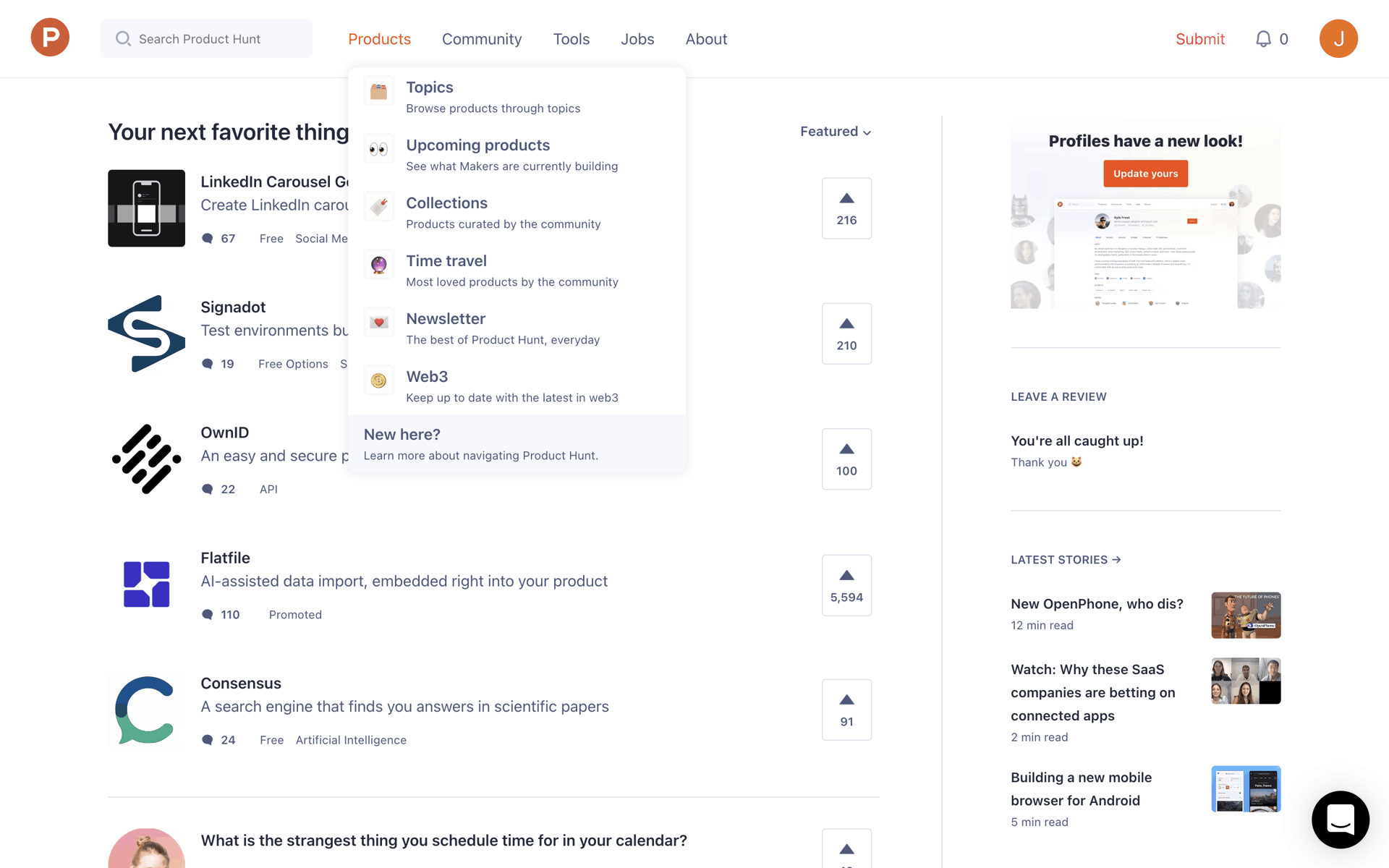 Product Hunt Web Business interface screenshot 2