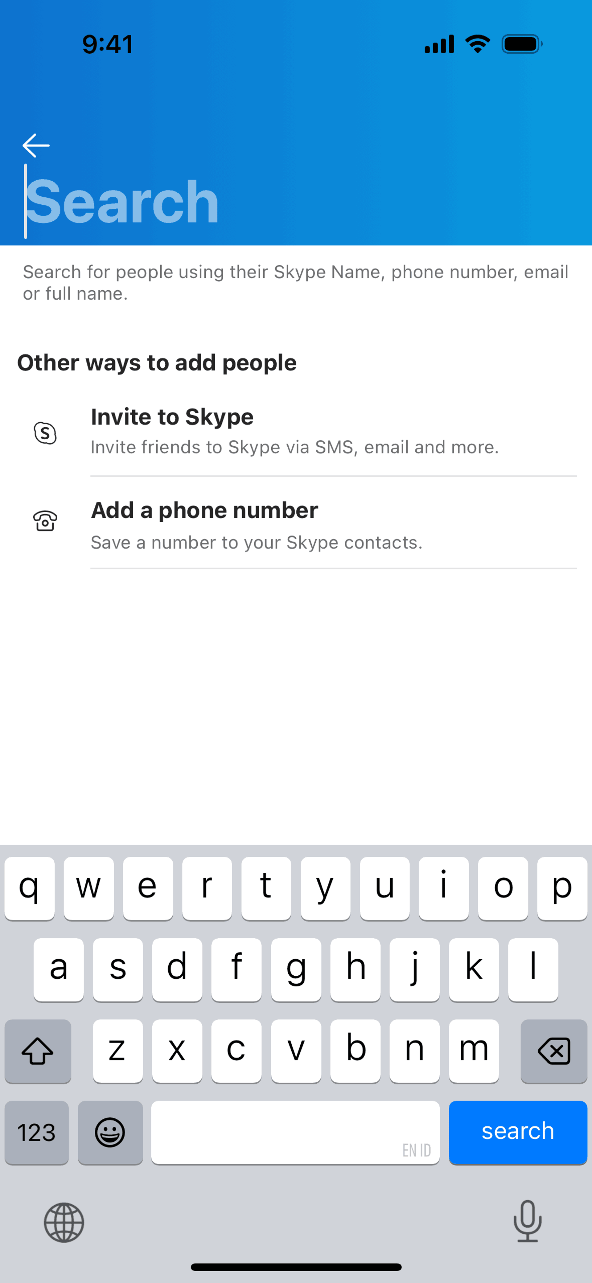 Skype iOS Communication interface screenshot 11