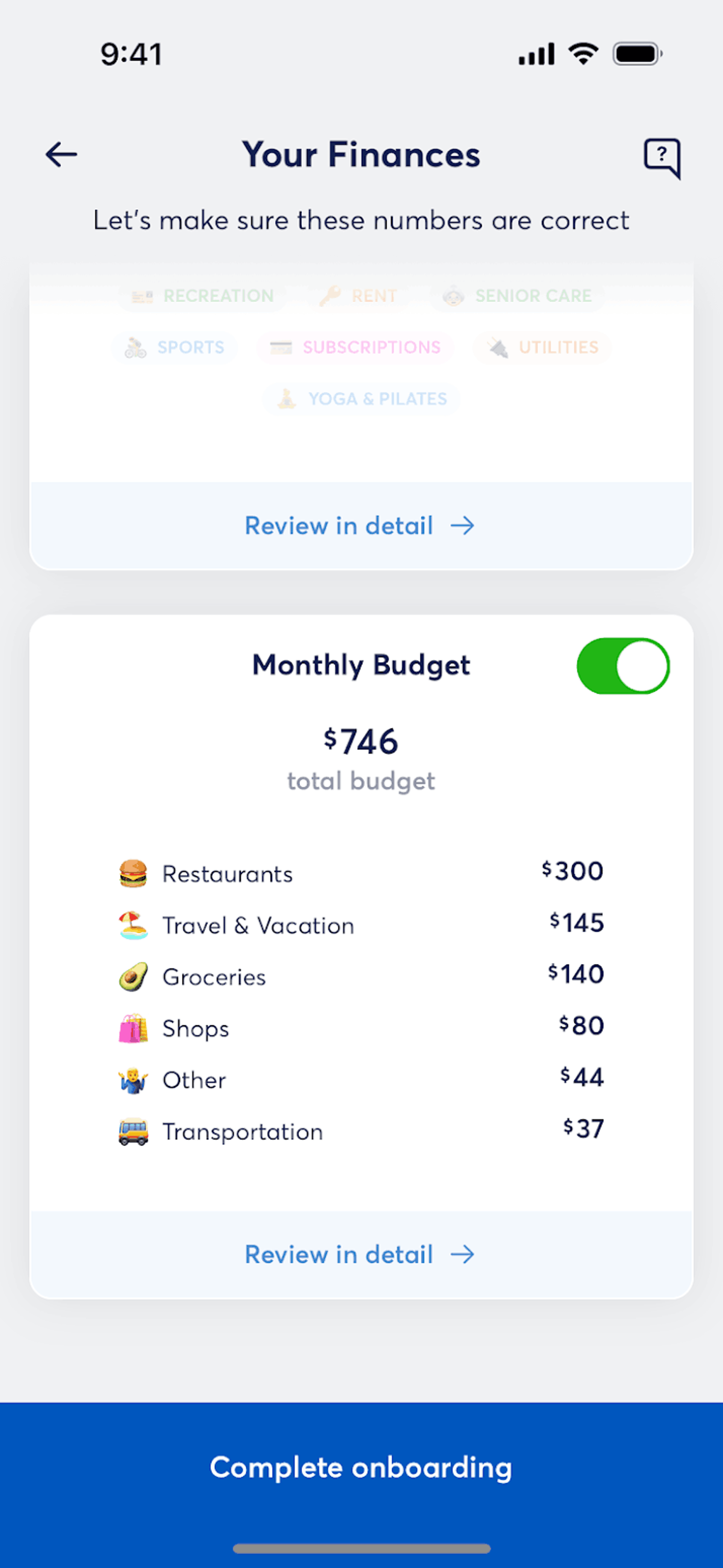Copilot iOS Finance interface screenshot 2