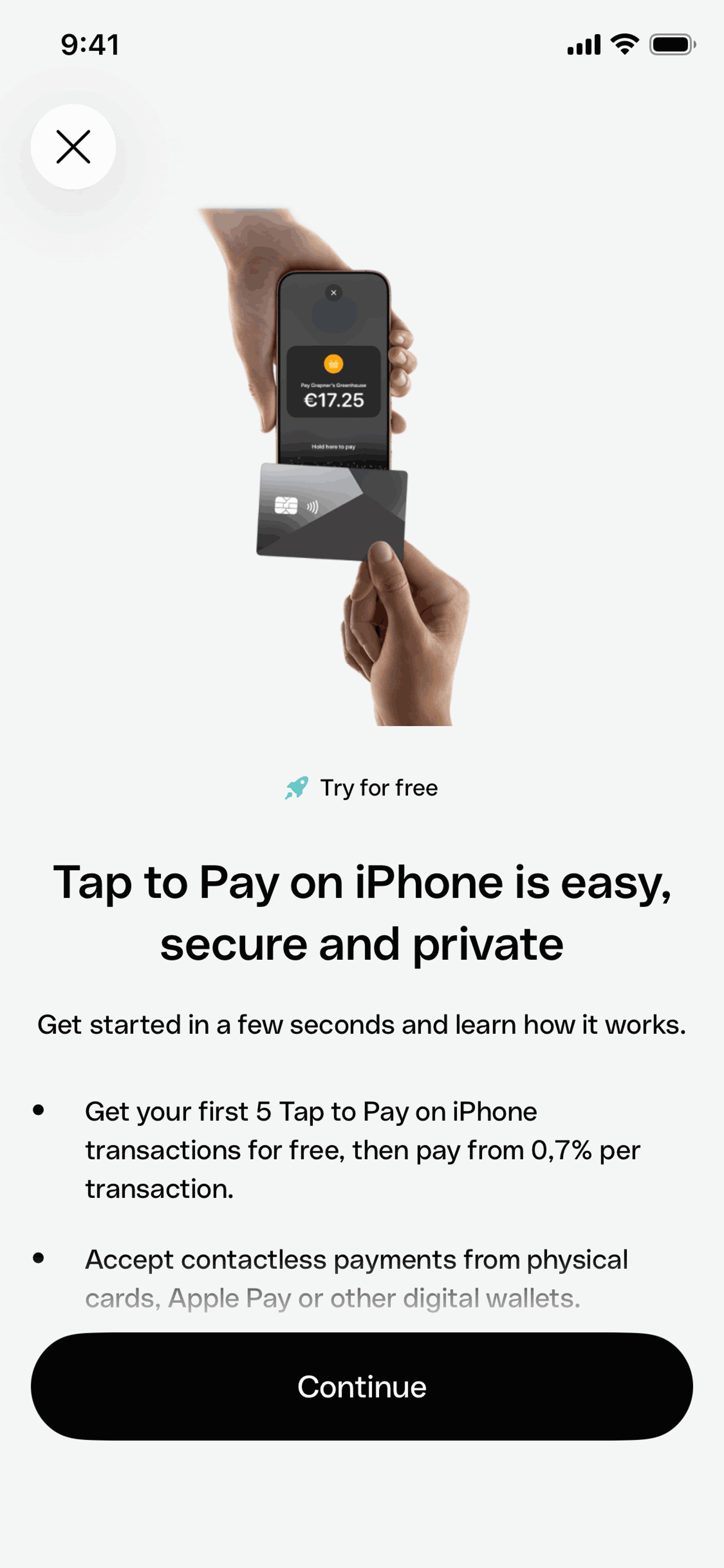 Qonto Tap to Pay feature introduction from the Gummble UI library