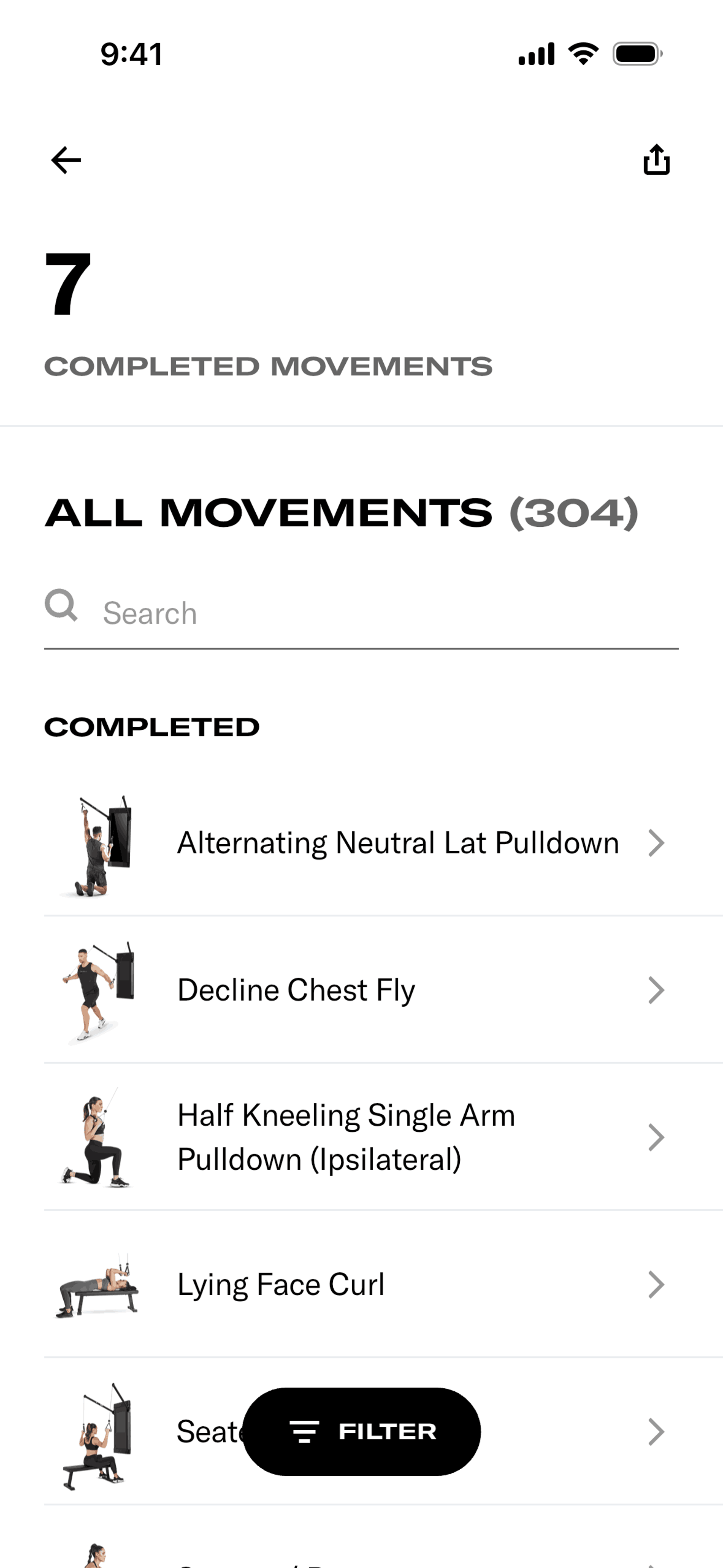 Tonal iOS strength training interface screenshot 9