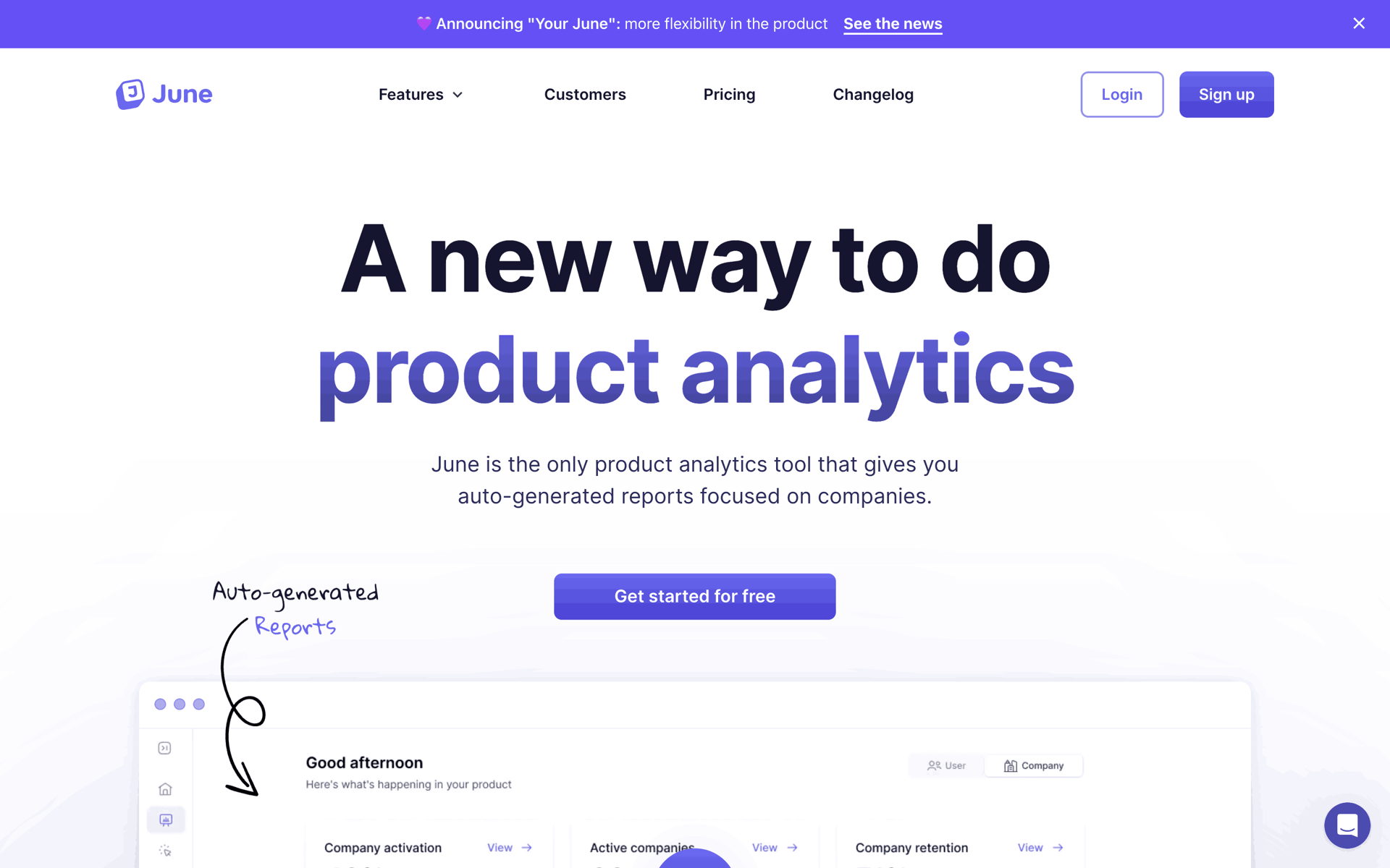 June Web Business interface screenshot 1