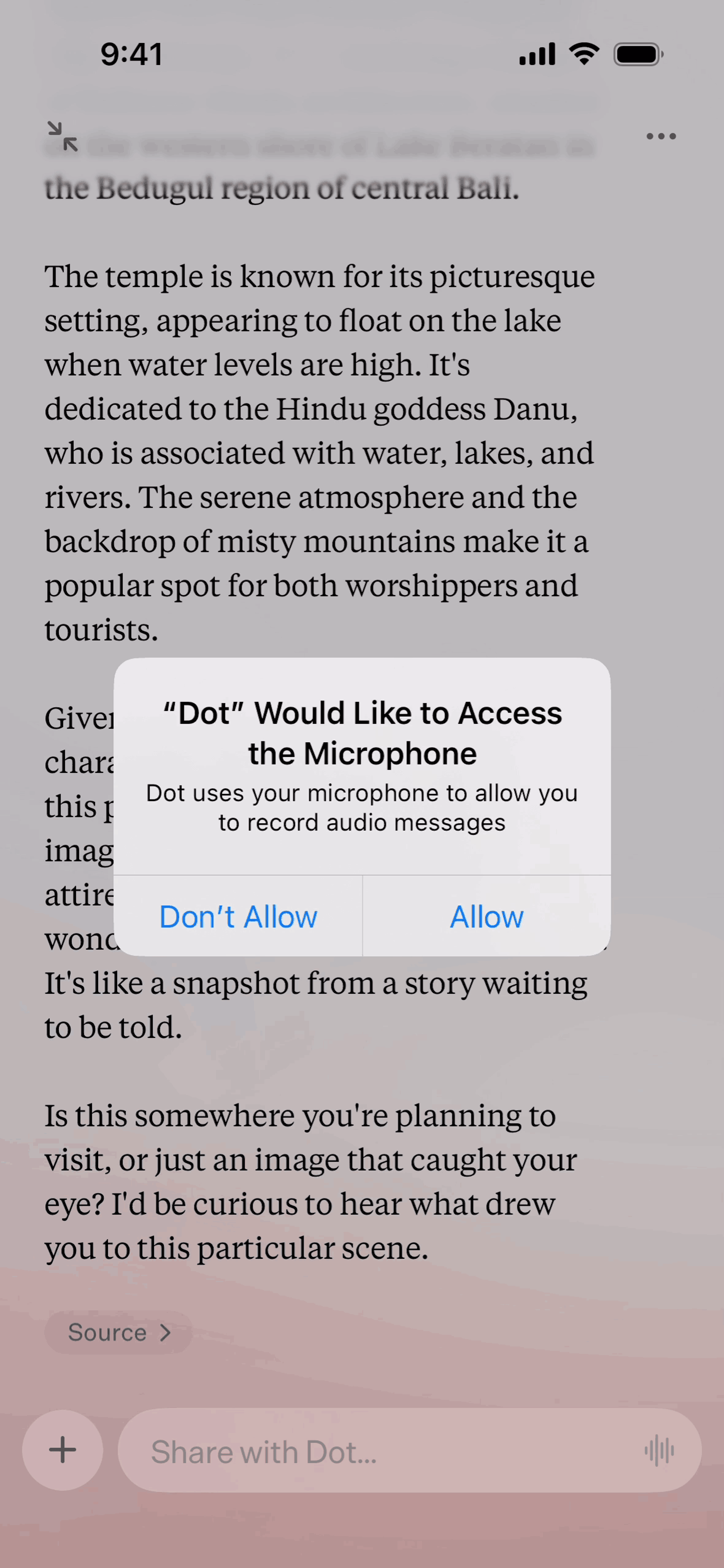 Dot iOS AI interface screenshot 12