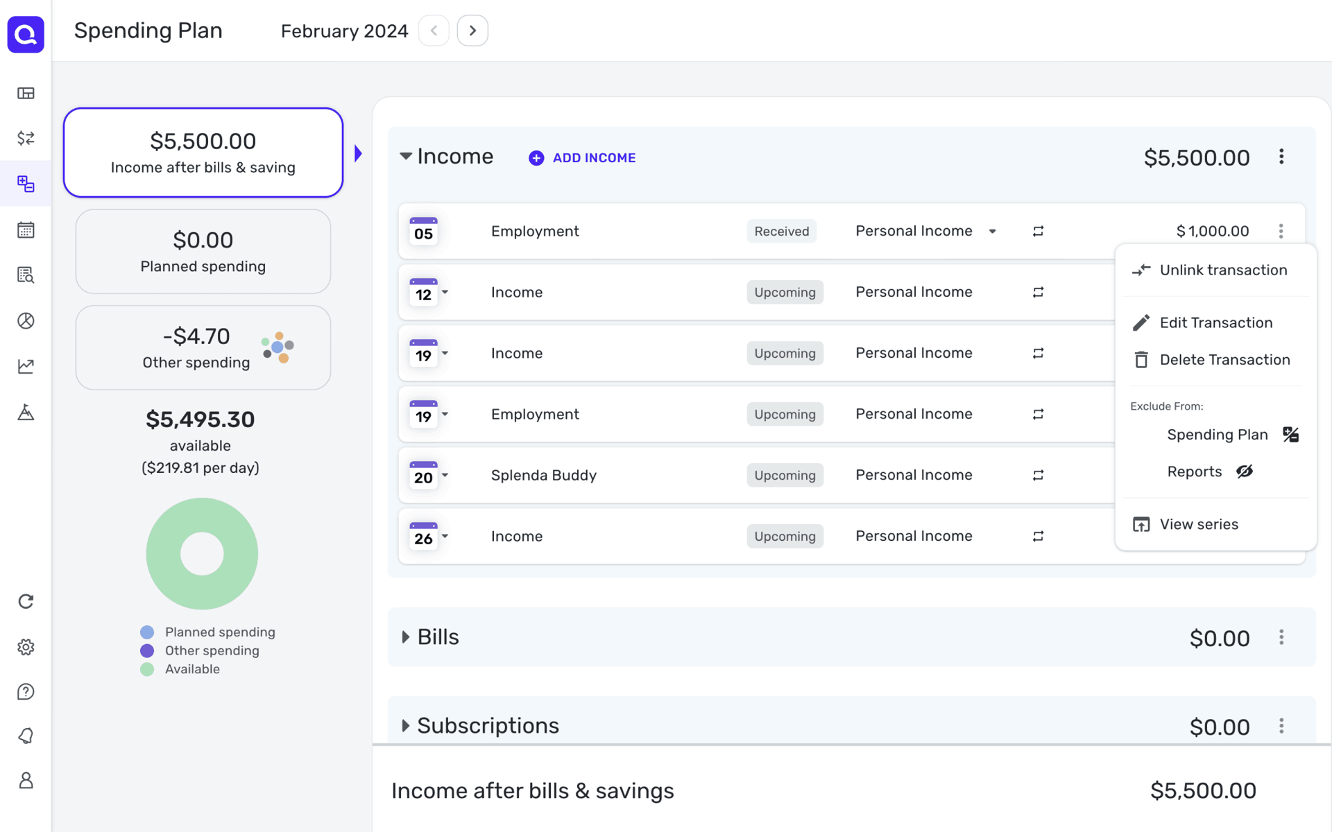 Quicken Web Finance interface screenshot 11