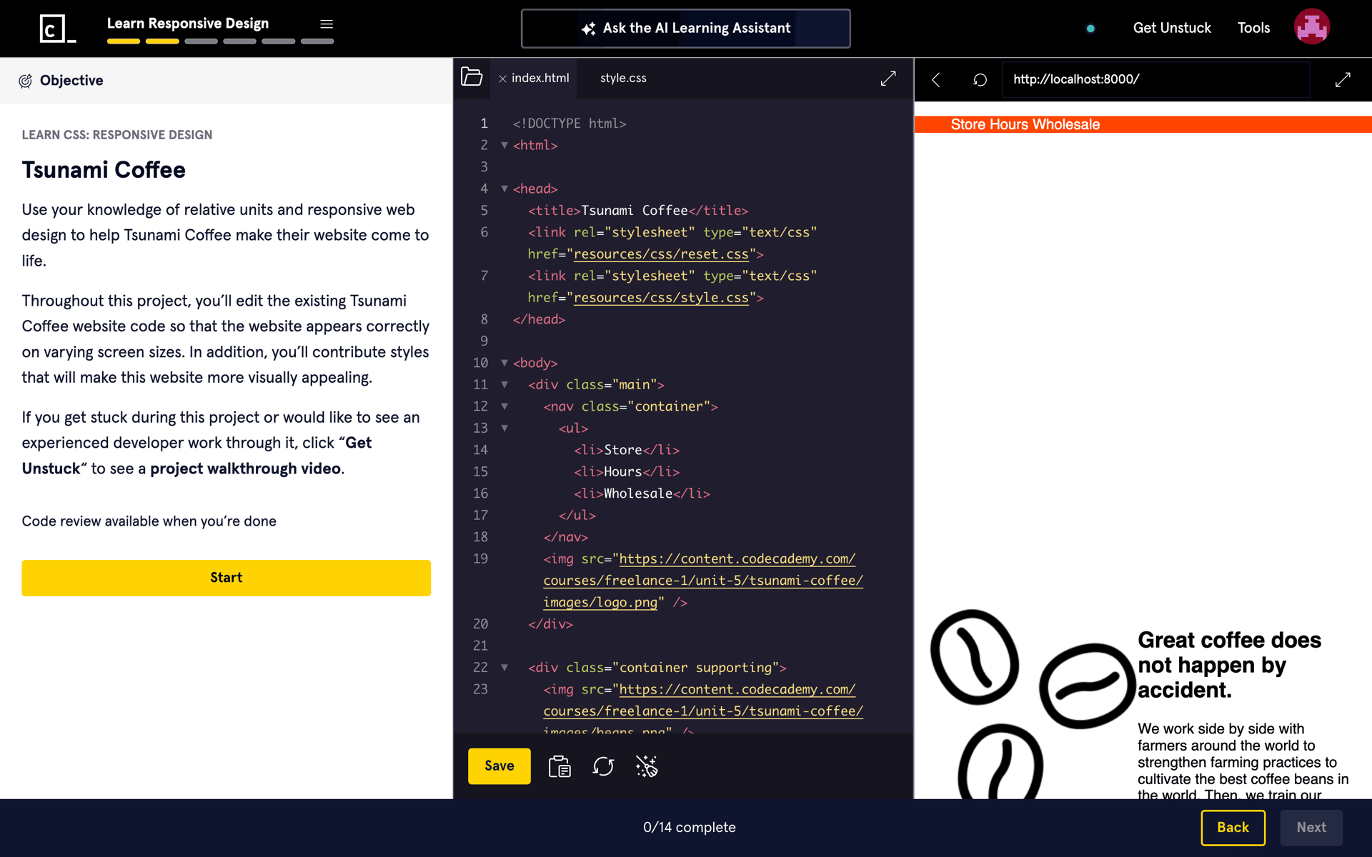 Codecademy Web AI interface screenshot 15