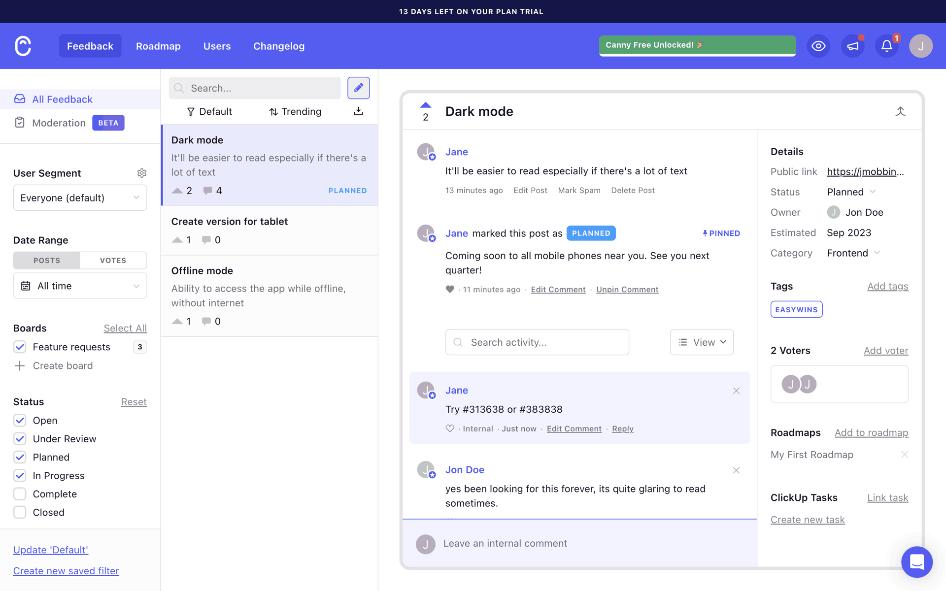 Canny Web Business interface screenshot 13