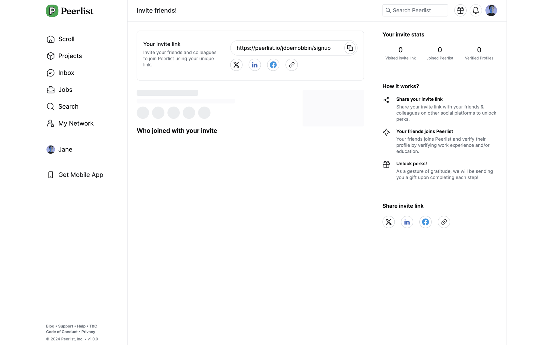 Peerlist Web Social Networking interface screenshot 6