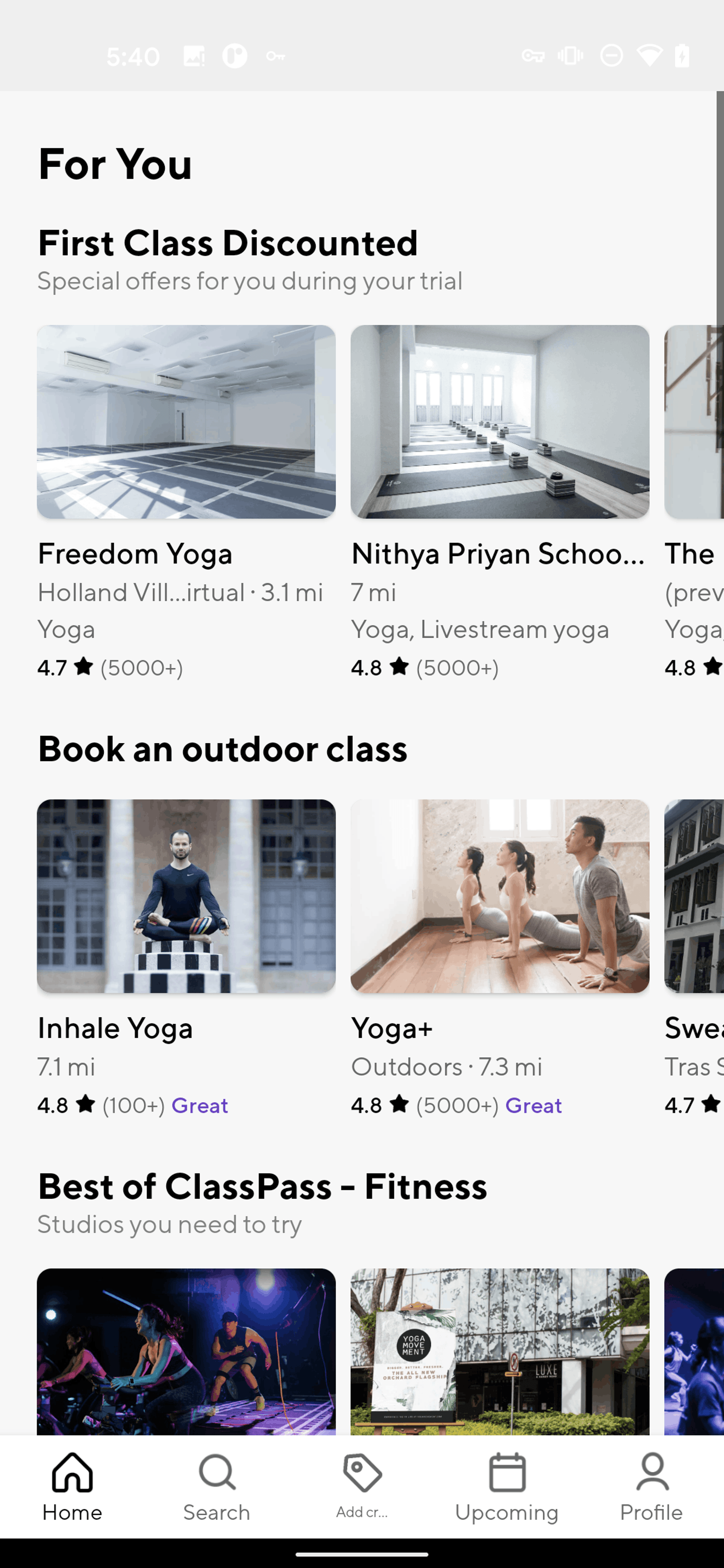ClassPass Android Health & Fitness interface screenshot 18