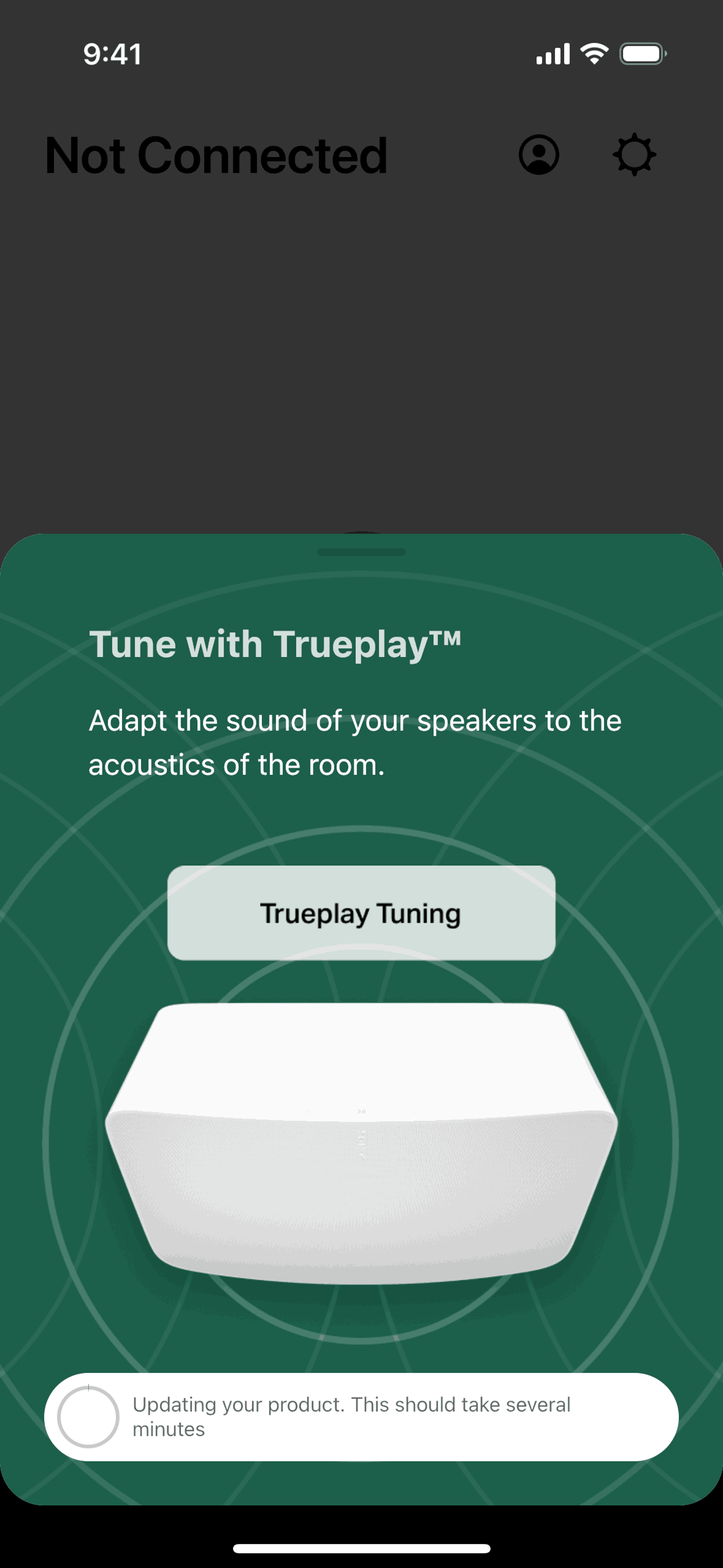 Updating a speaker on Sonos (ios) screen 2