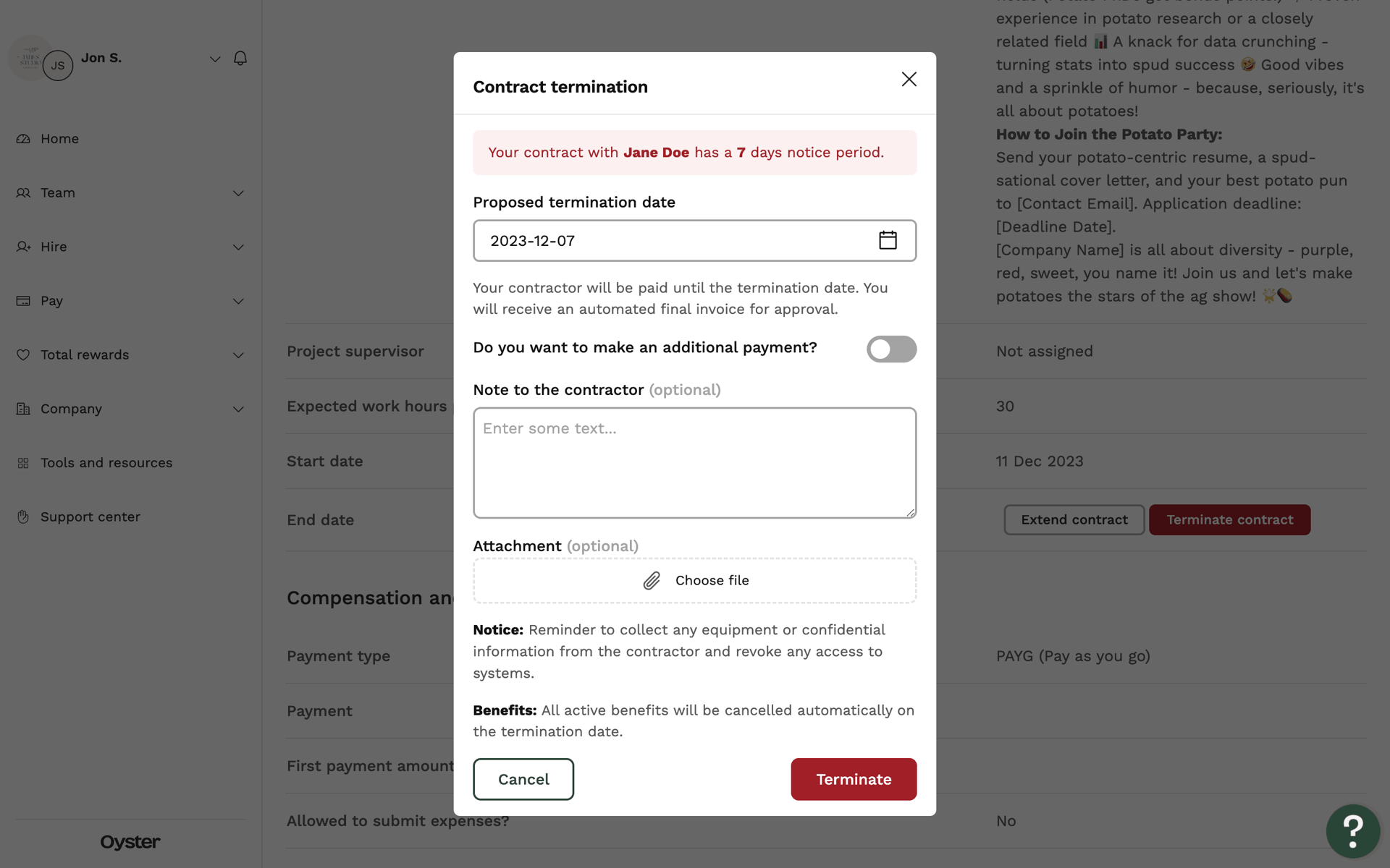 Oyster Web Business interface screenshot 17
