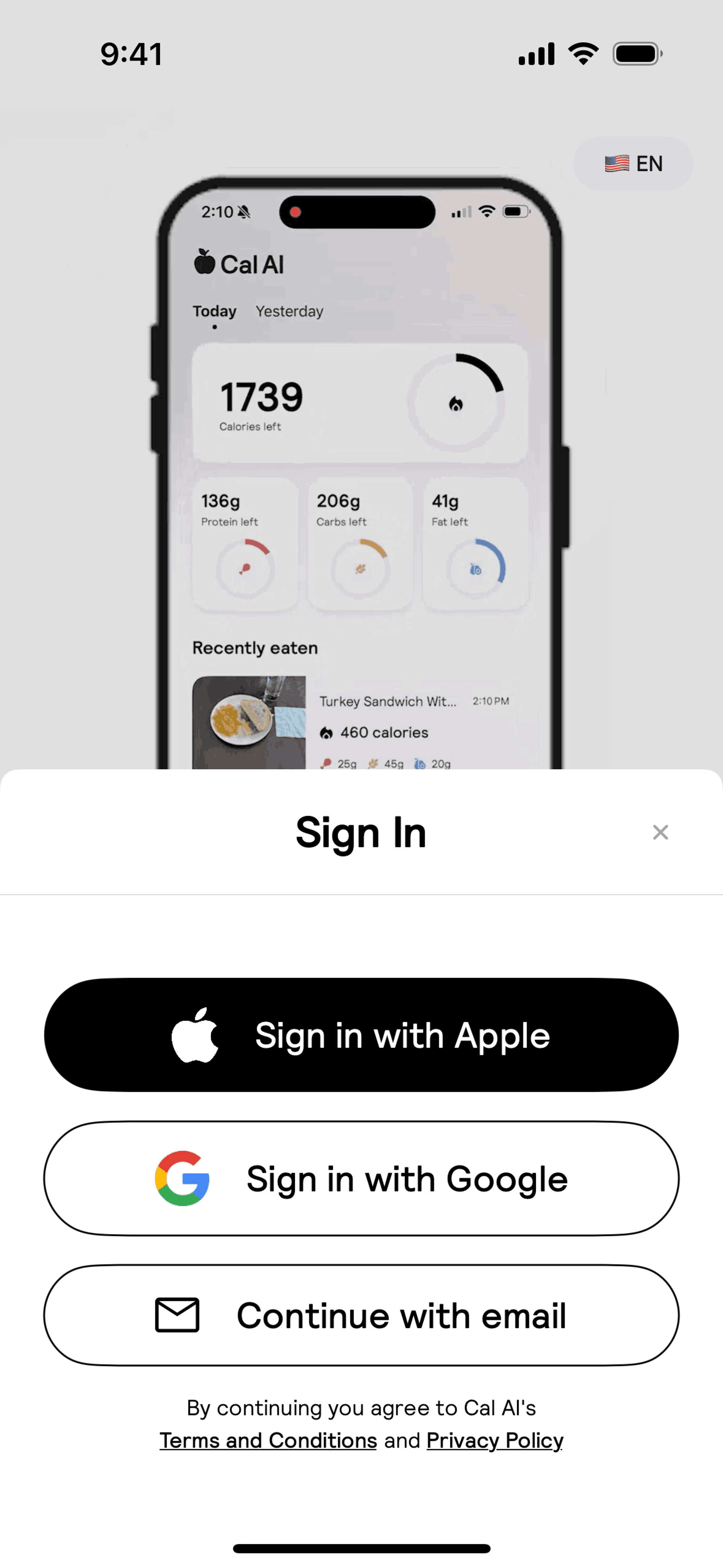Cal AI iOS AI interface screenshot 21
