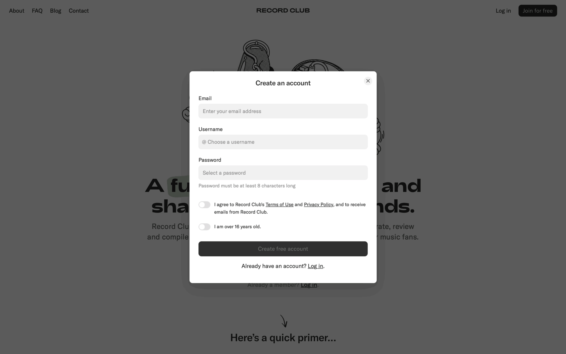 Record Club Web Music & Audio interface screenshot 2
