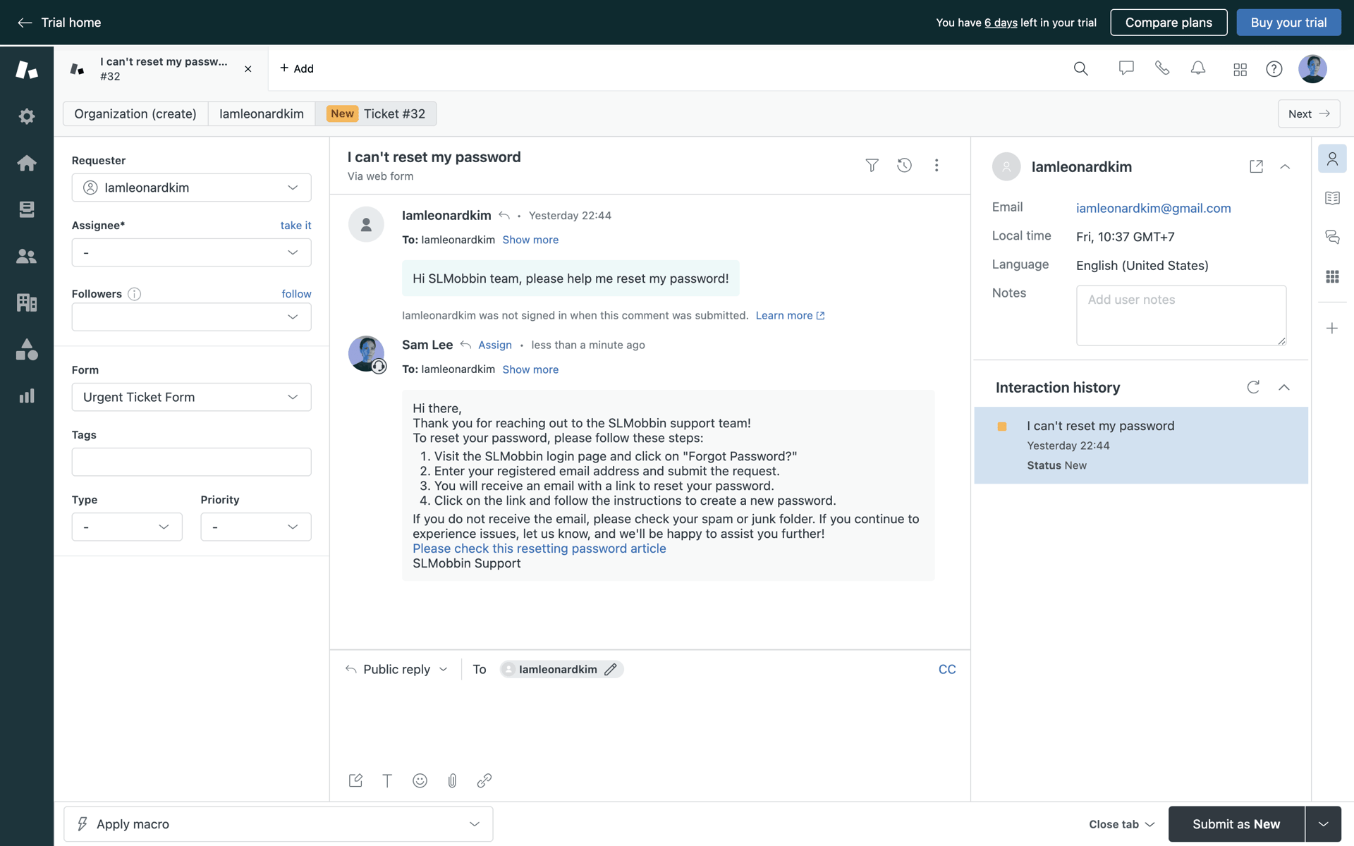 Zendesk Web Business interface screenshot 3