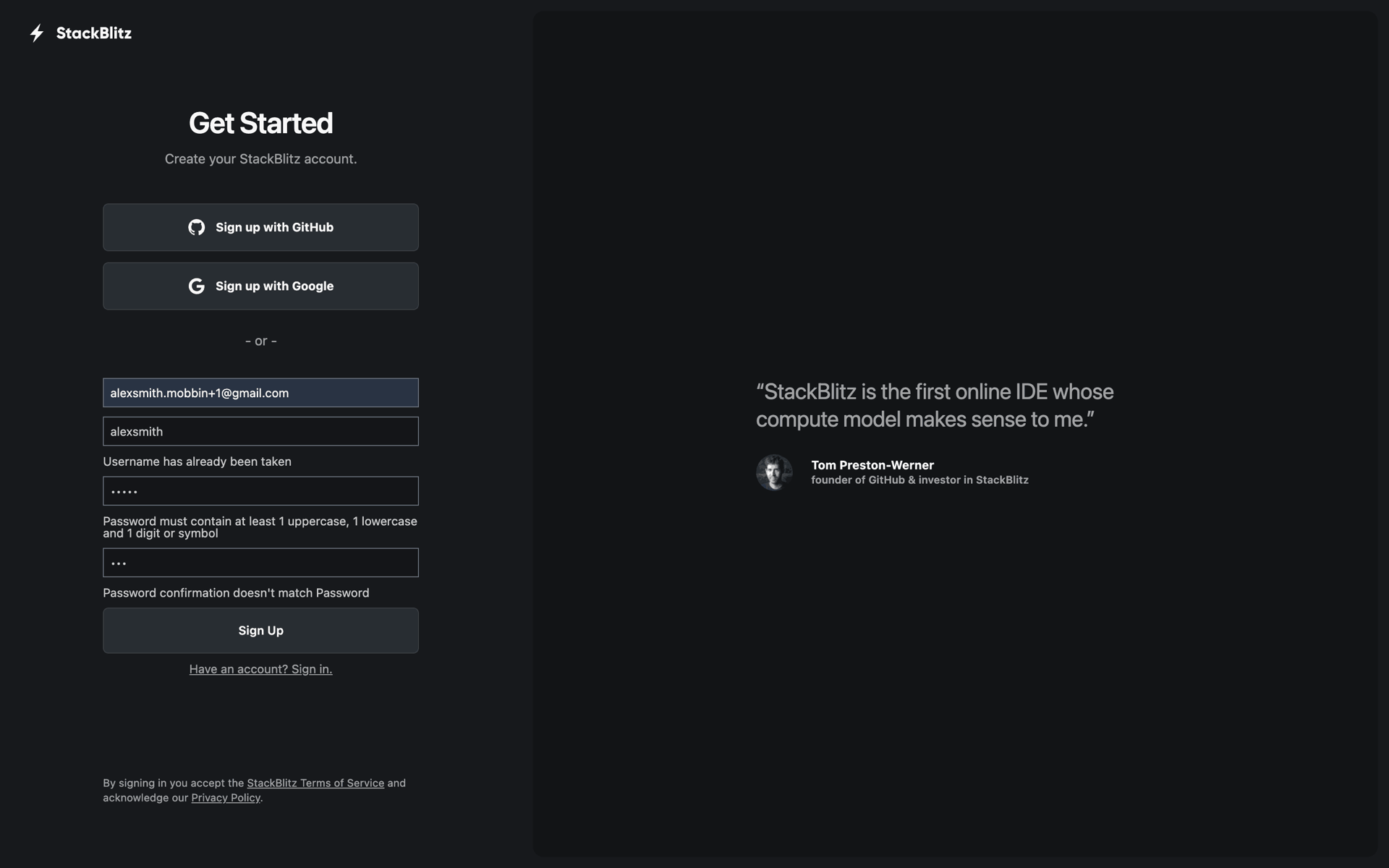 Bolt.new Web Developer Tools interface screenshot 3