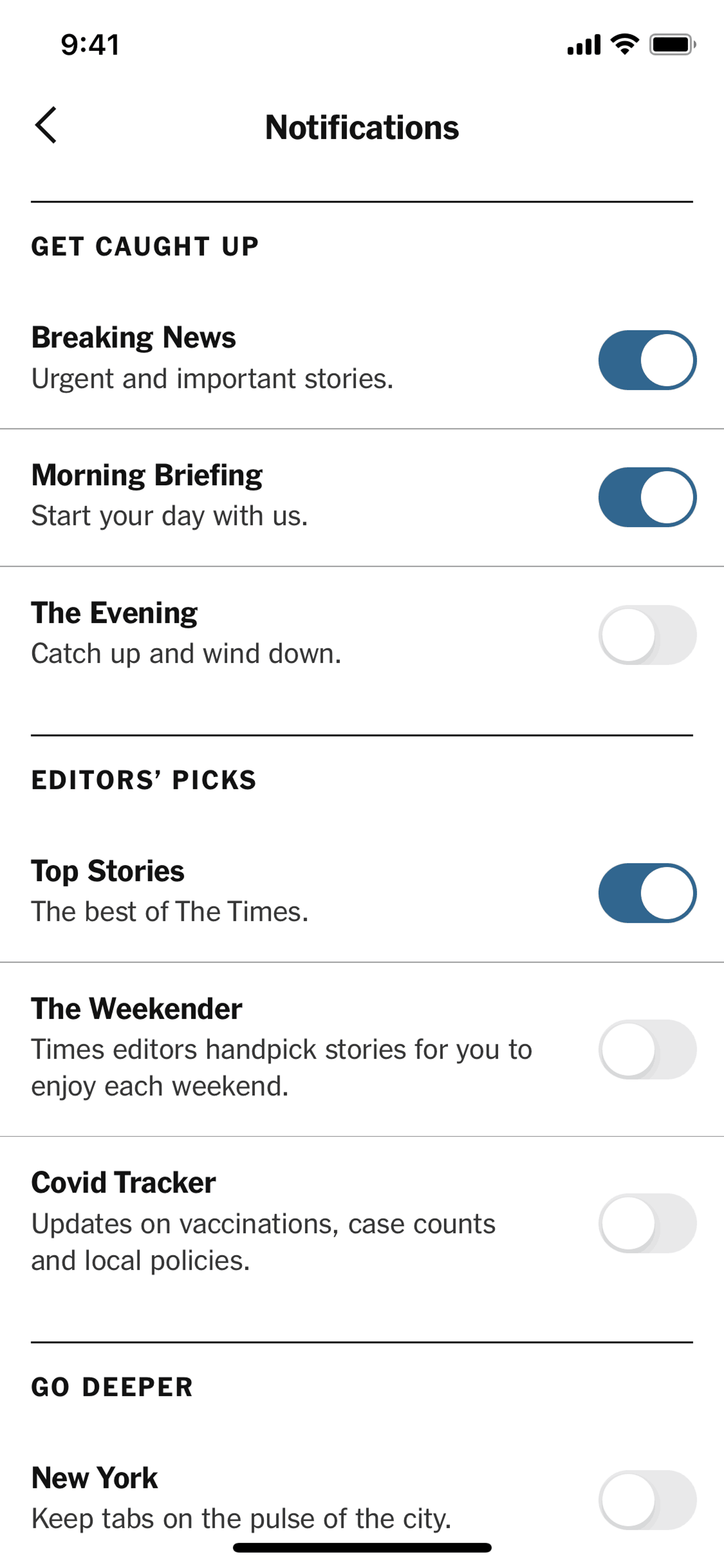 The New York Times iOS News interface screenshot 9
