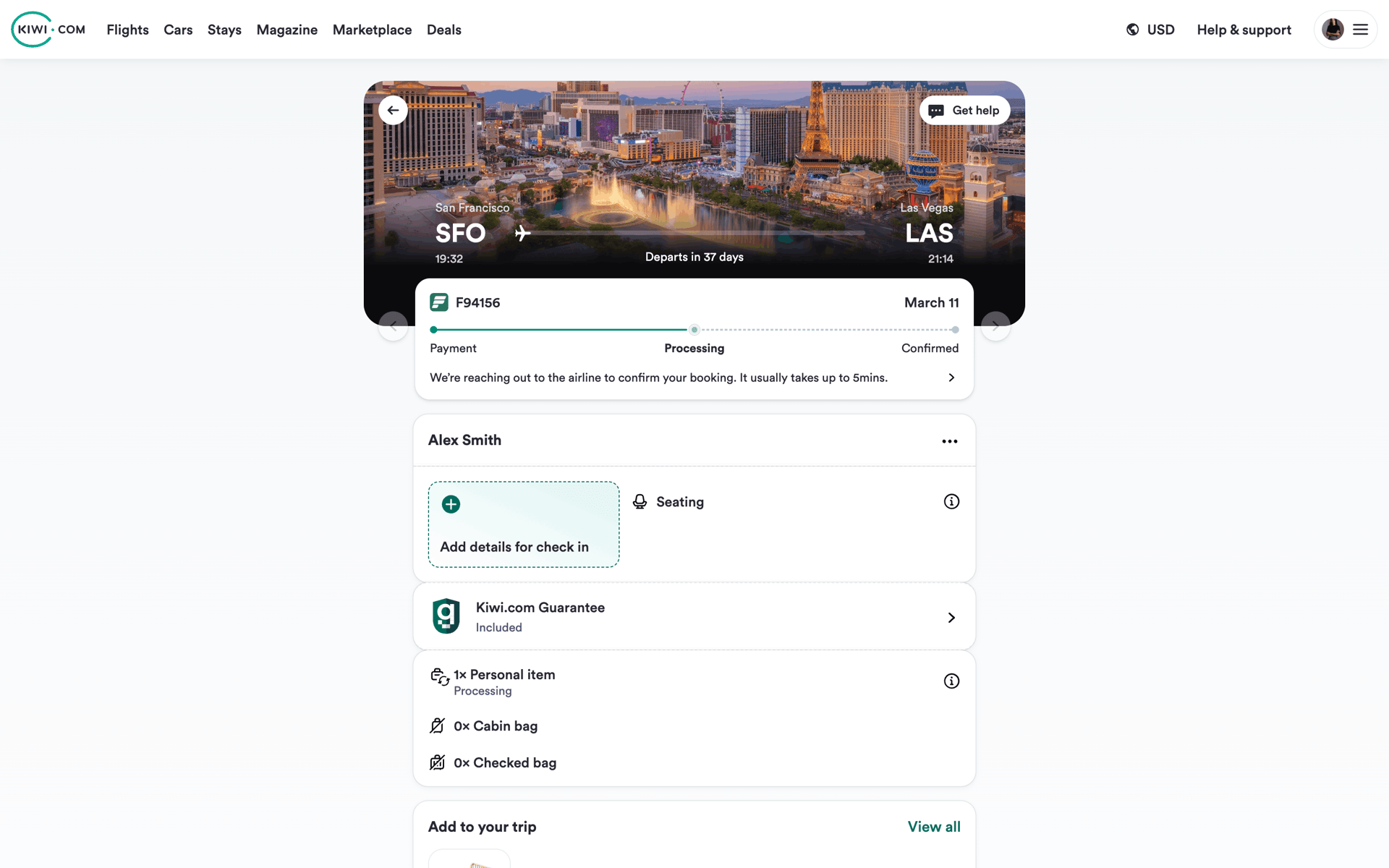 Kiwi.com Web Travel & Transportation interface screenshot 24