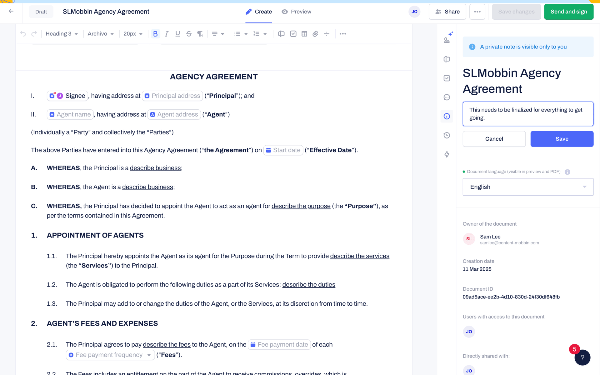 Contractbook Web Business interface screenshot 8
