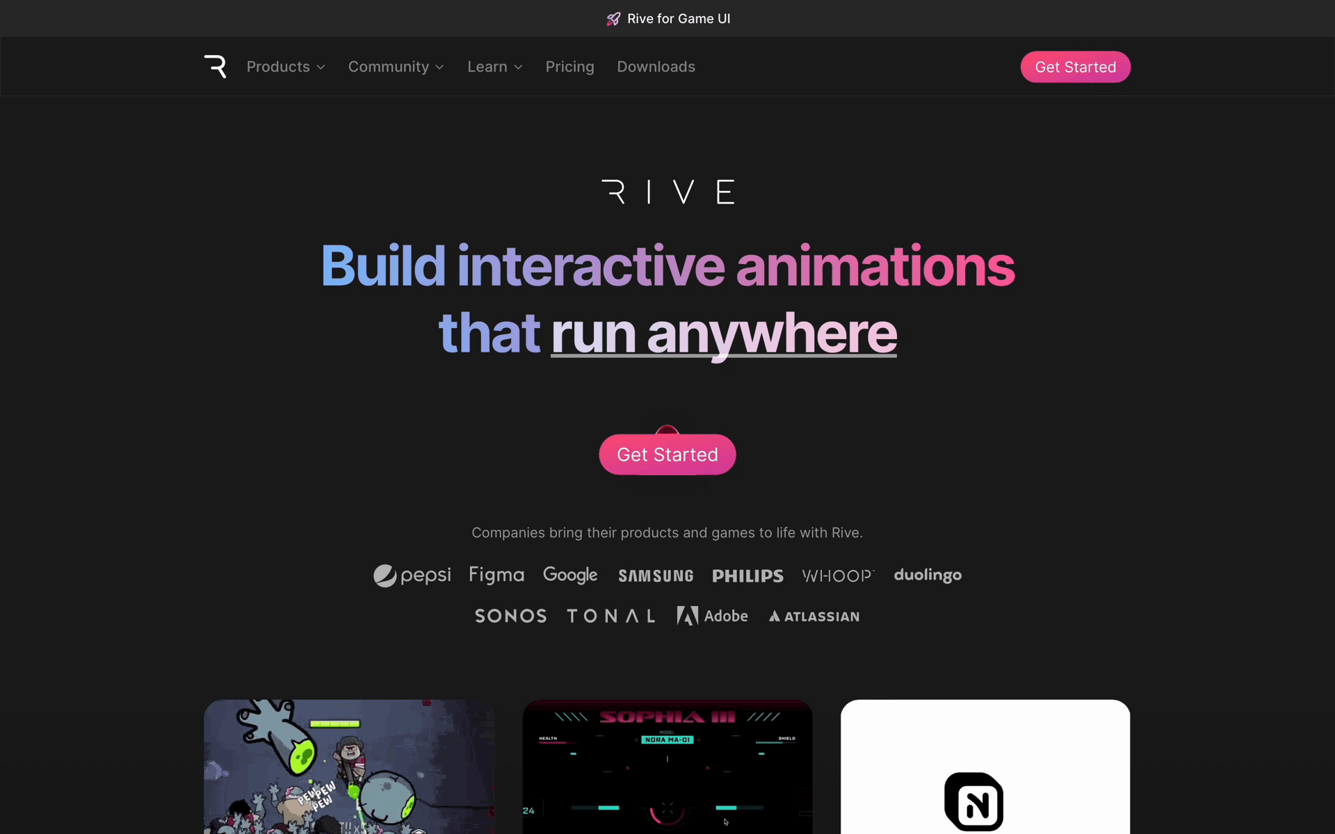 Rive Web Graphics & Design interface screenshot 1