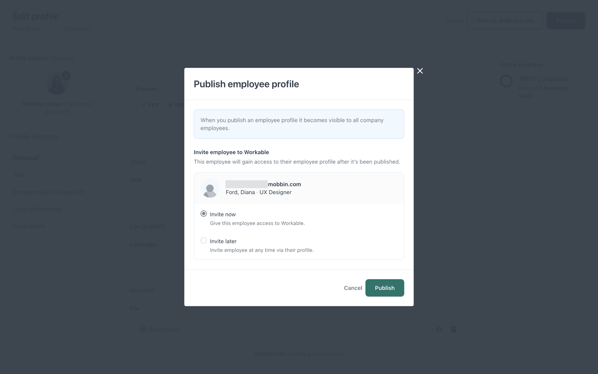 Workable Web AI interface screenshot 23